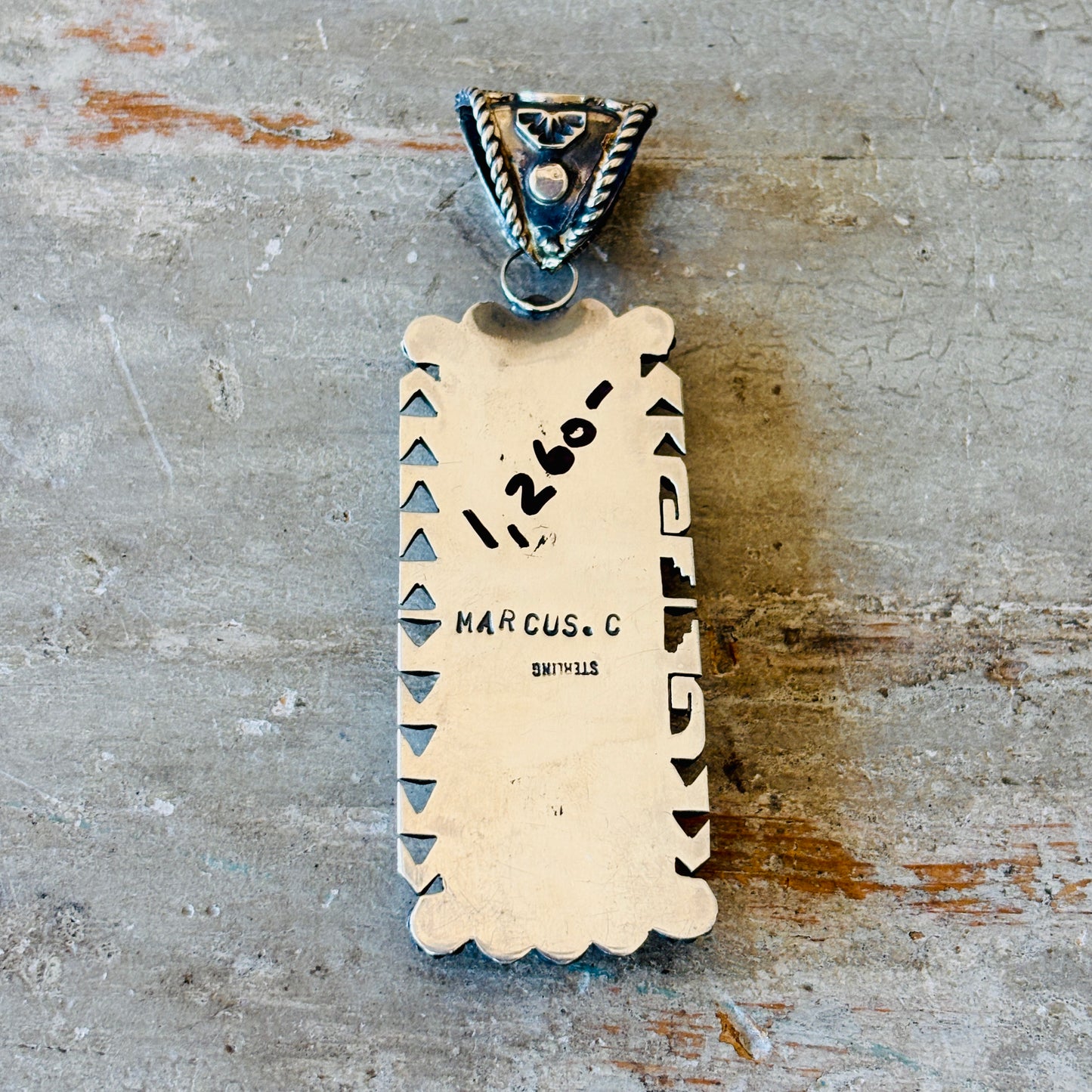 Navajo Marcus Chavez Sterling Silver & Multi Block Stone Pendant