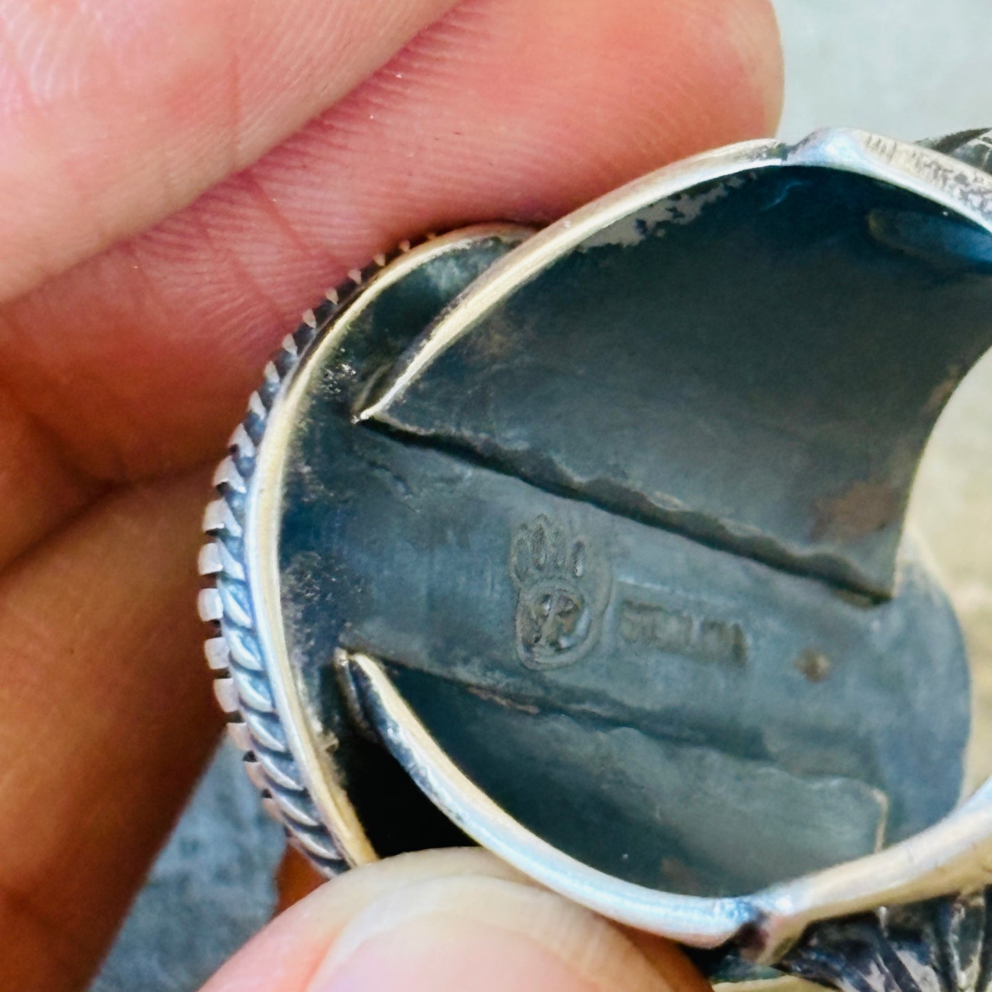 Navajo Floyd Parkhurst Sterling Silver & Carico Lake Turquoise Ring