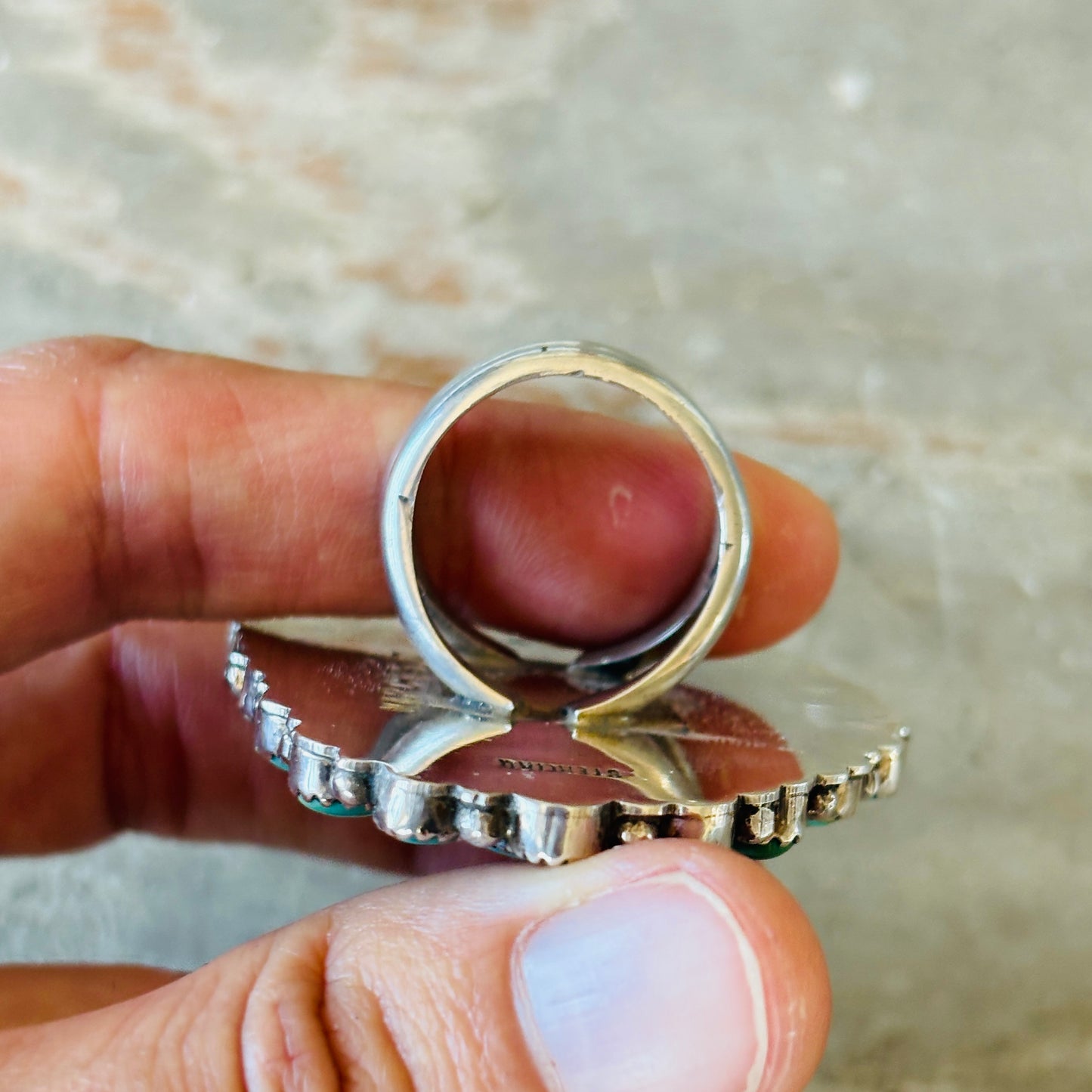 Navajo Marcus Chavez Sterling Silver & Multi Turquoise Cluster Ring