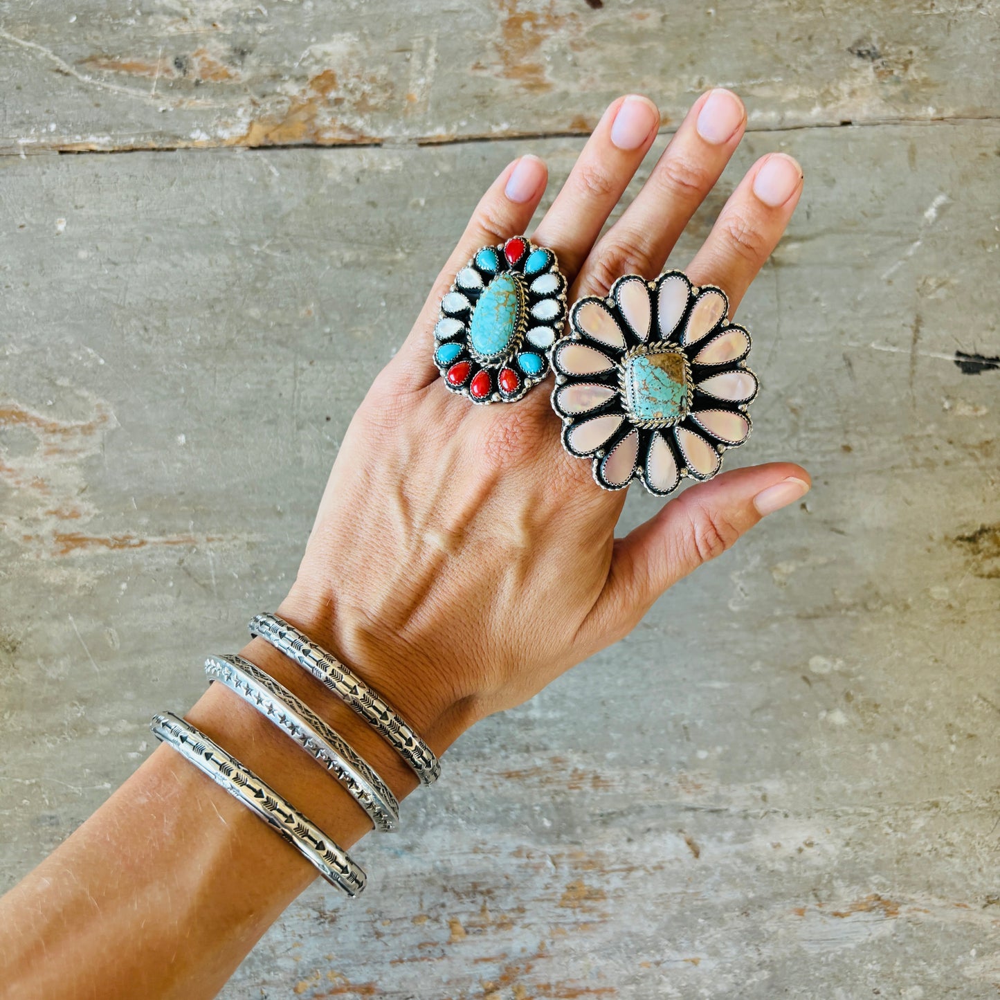 Navajo Sunshine Reeves Sterling Silver Cuffs