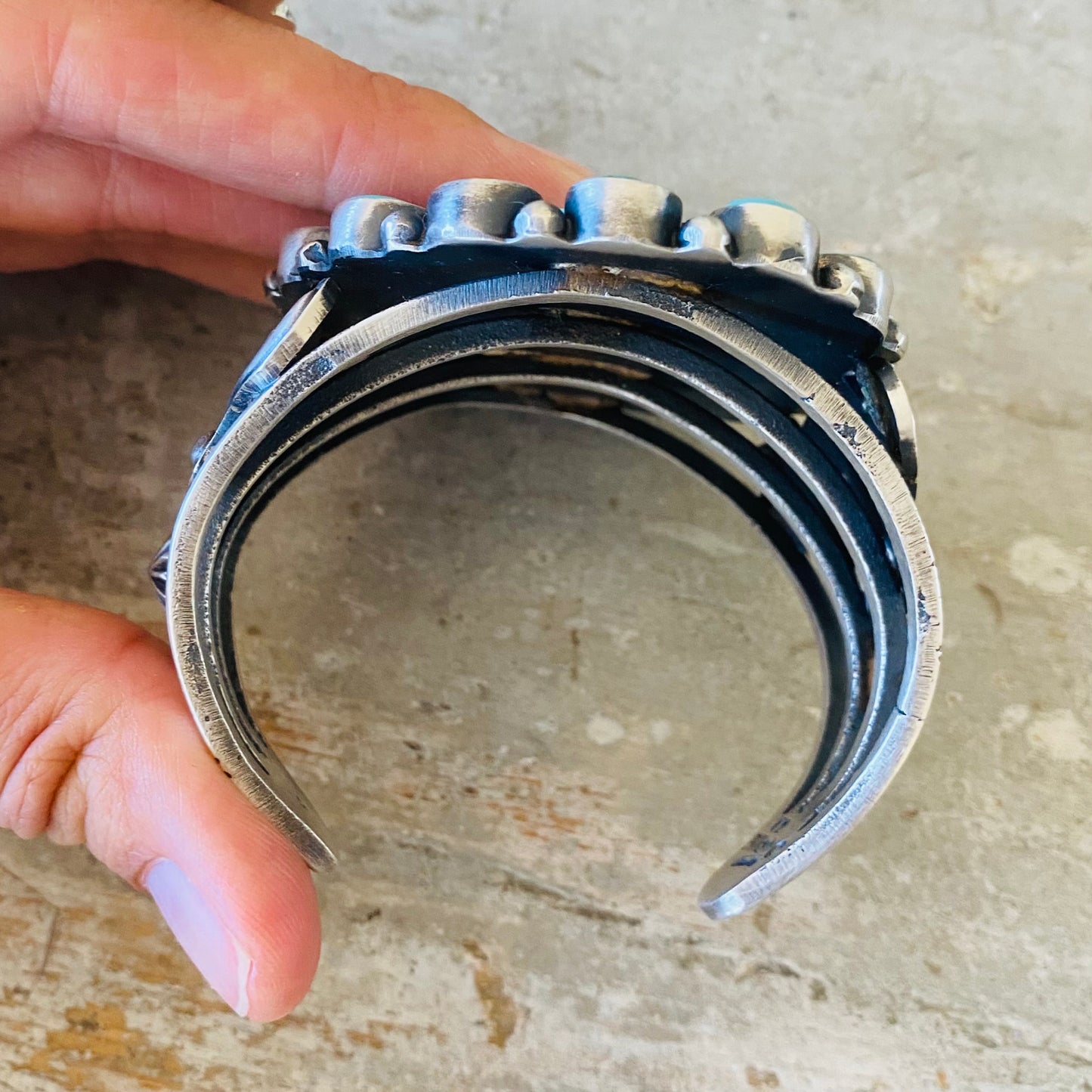 Navajo Kindale Billah Sterling Silver & Turquoise Cluster Statement Cuff