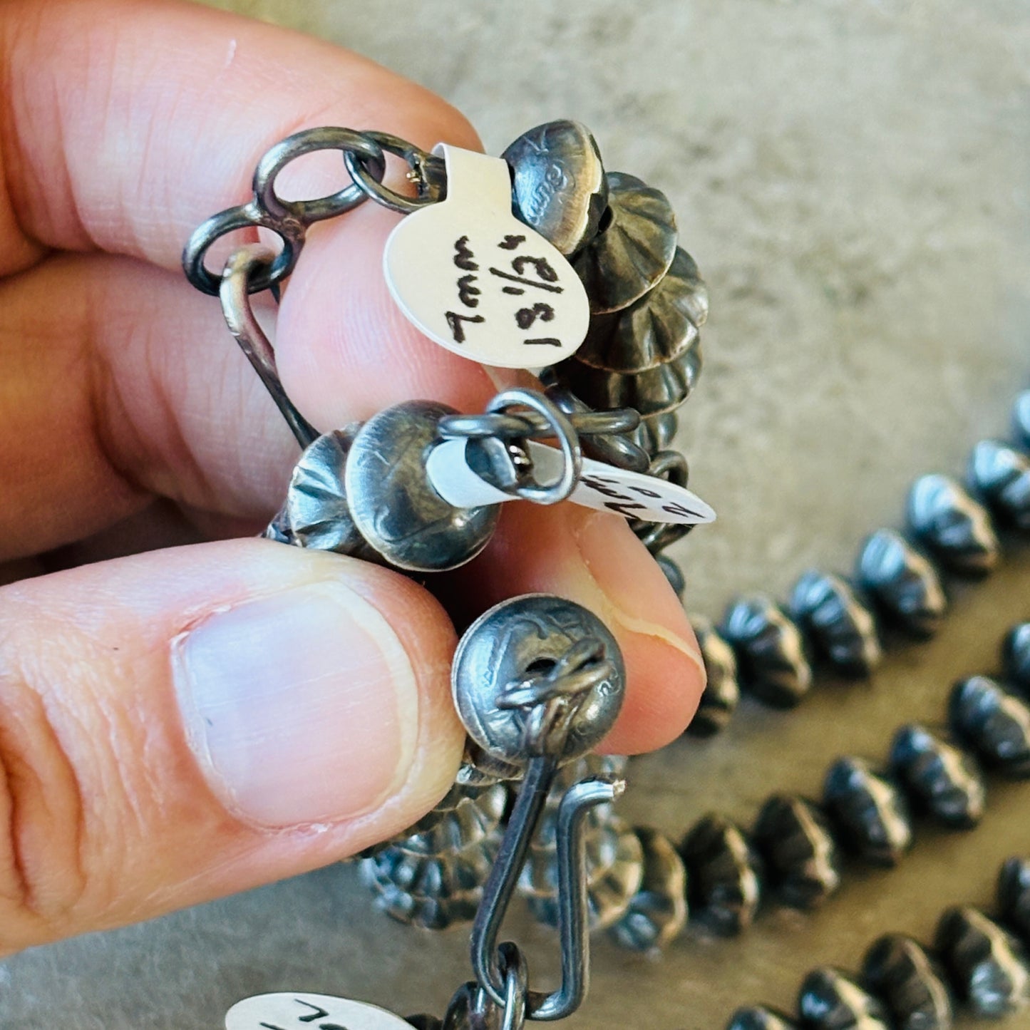 Navajo Austin Haley Sterling Silver 7mm Pumkin Beads Handmade Pearls Necklaces