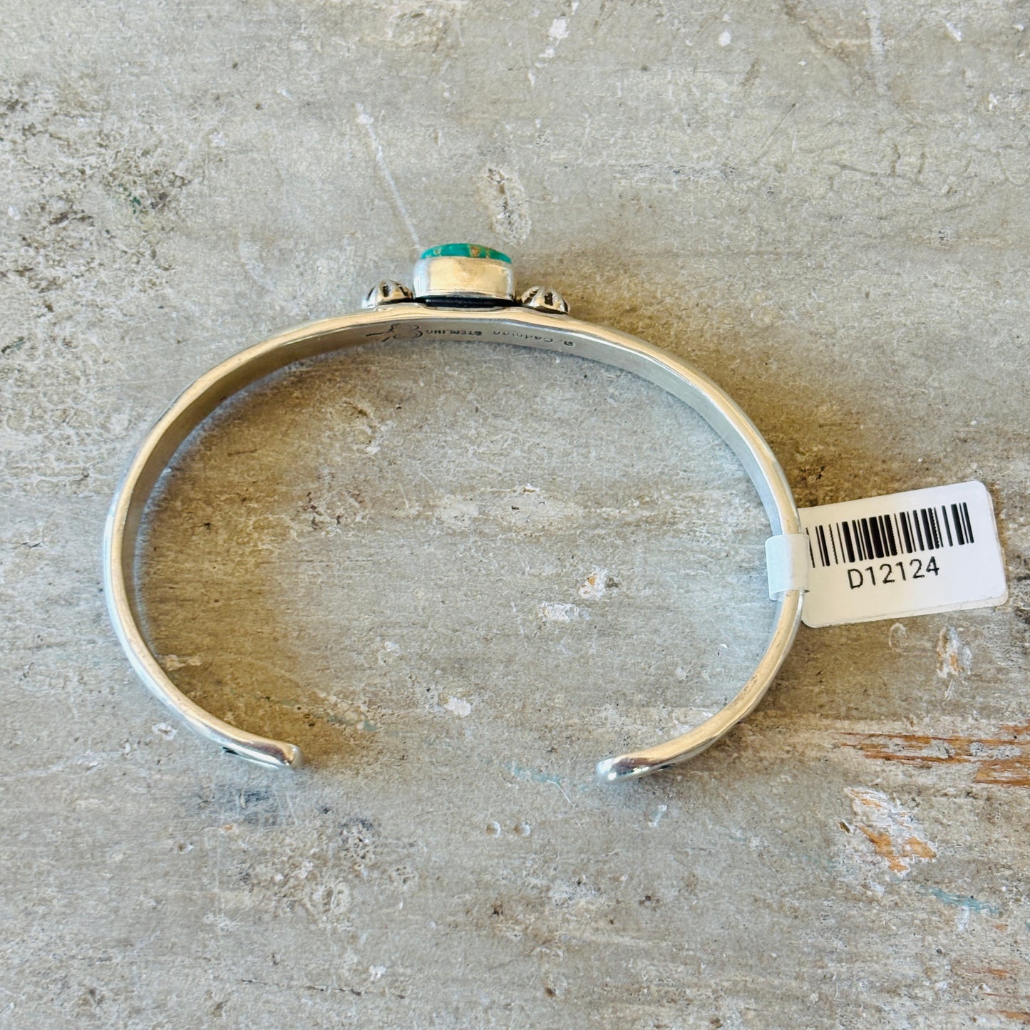 Navajo Darrell Cadman Sterling Silver & Sonoran Turquoise Hearts Stacker Cuff