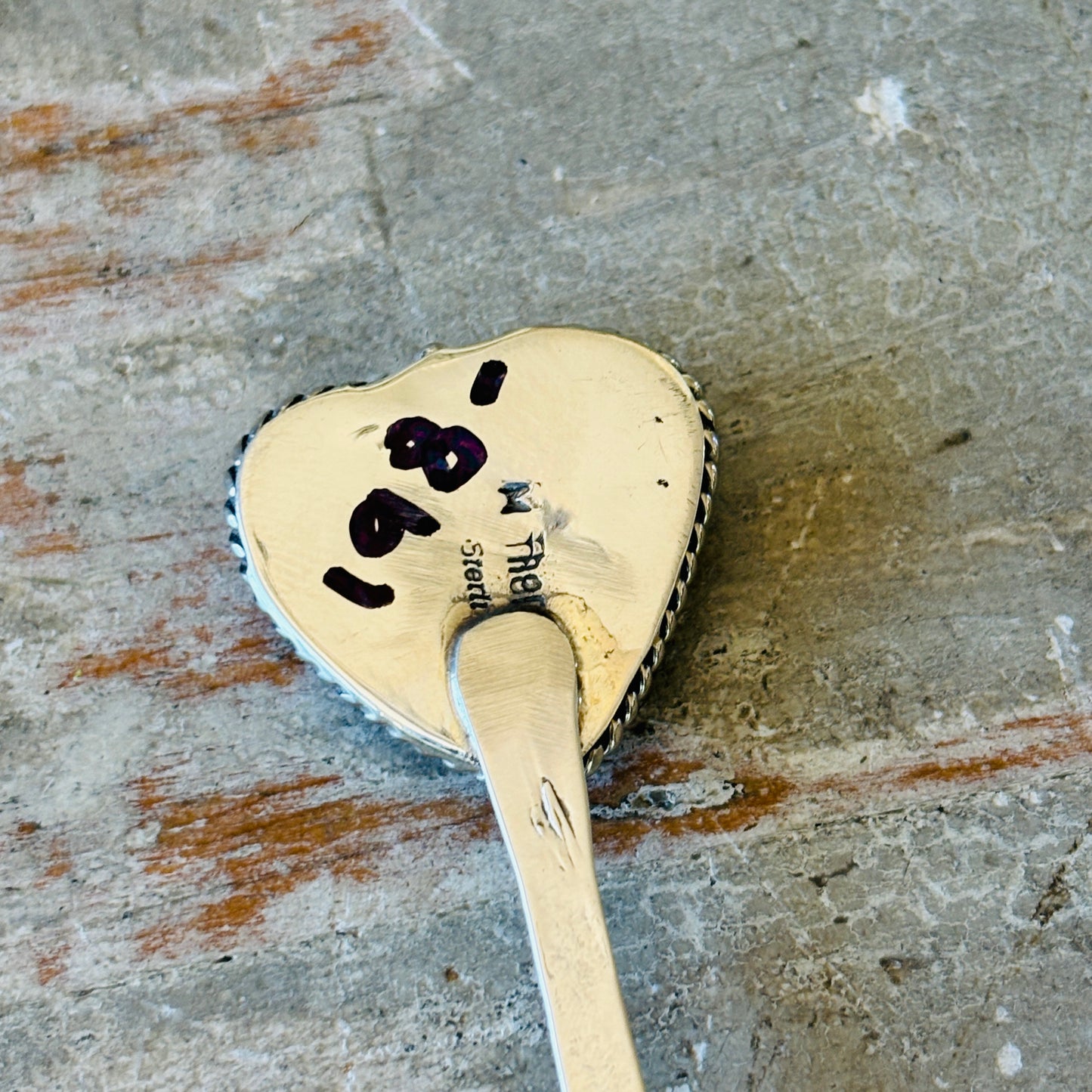 Navajo Lorenzo Ariviso Sterling Silver & Pilot Mountain Turquoise Heart Hair Pin