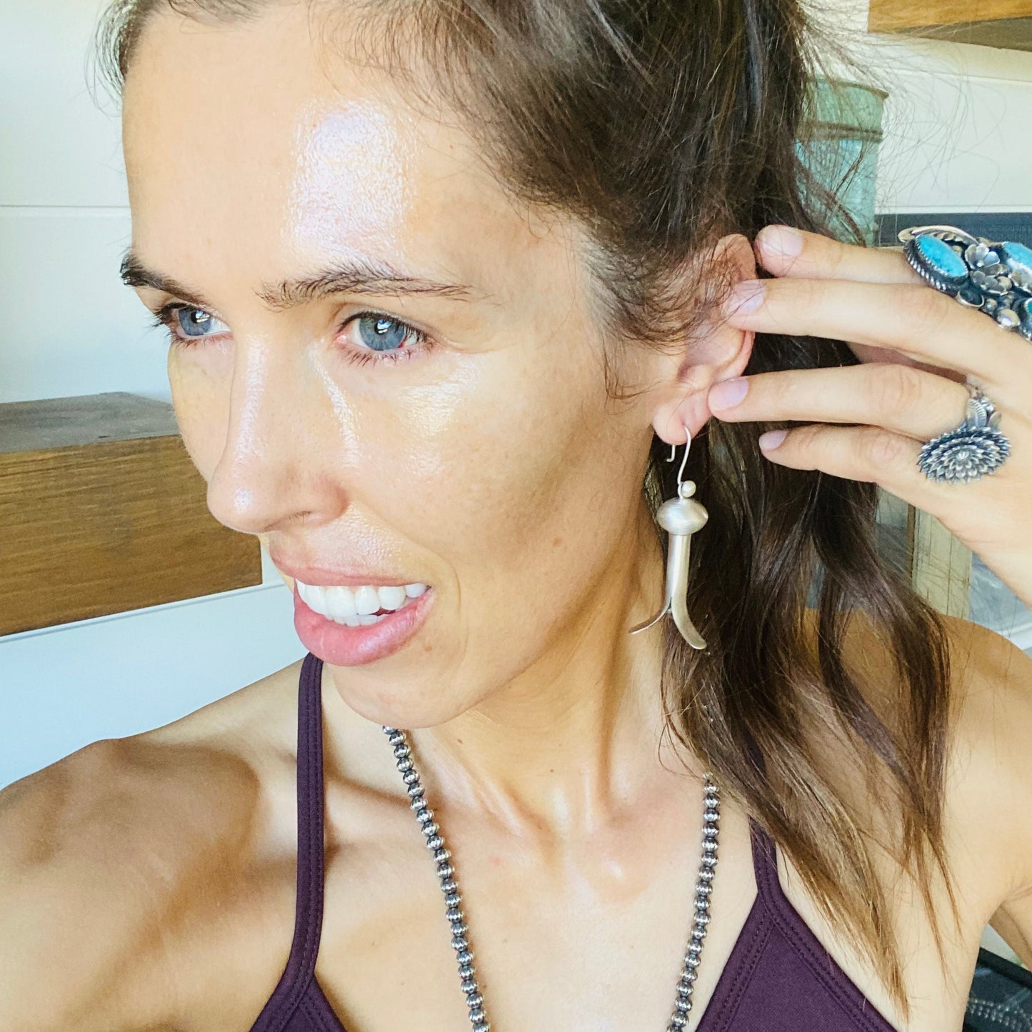 Navajo Derrick Cadman Sterling Silver Blossom Earrings