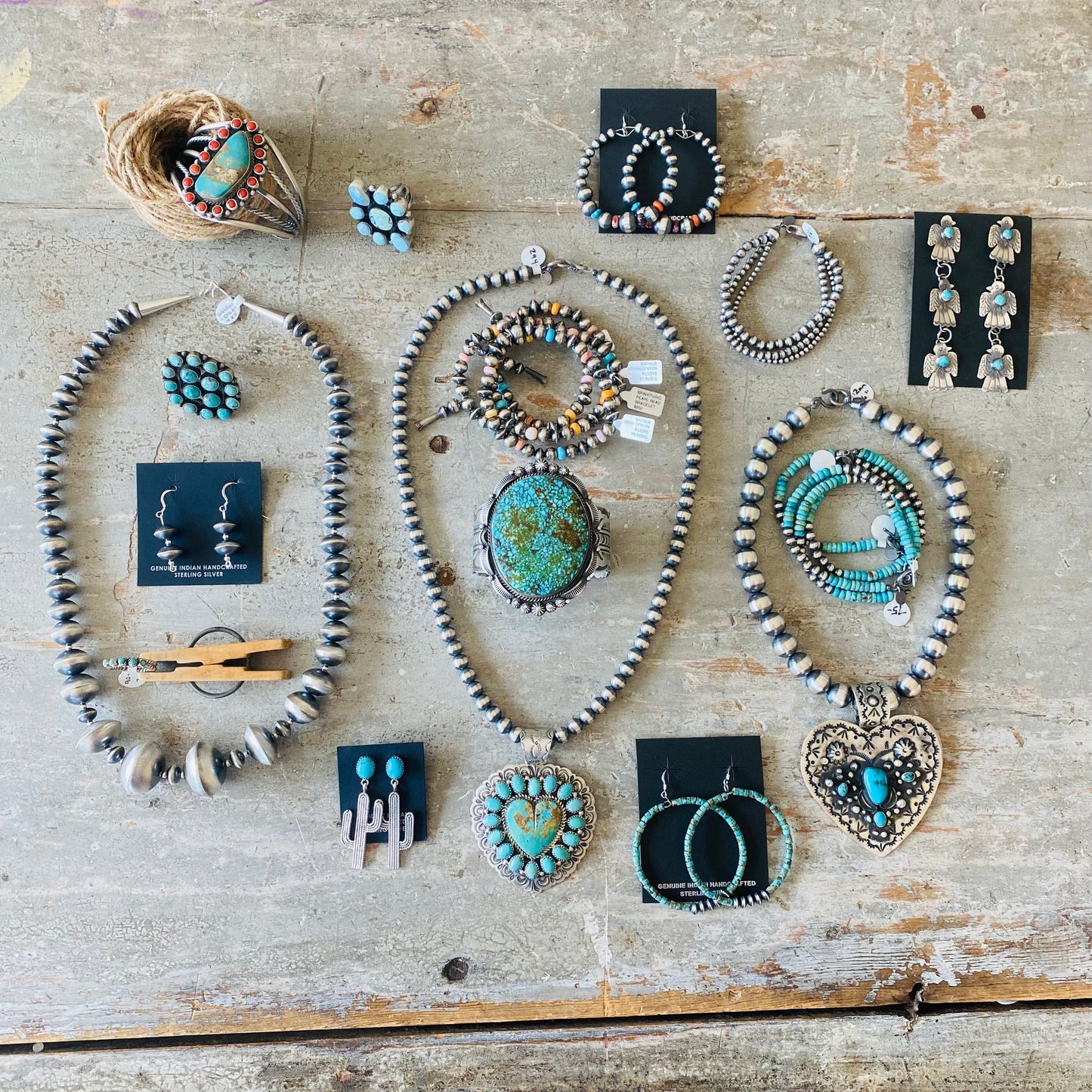 Navajo Strung Sterling Silver Machine Made 12mm Pearls Necklace