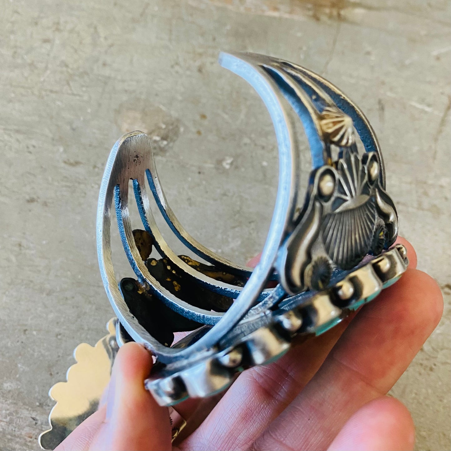 Navajo Kindale Billah Sterling Silver & Turquoise Cluster Statement Cuff