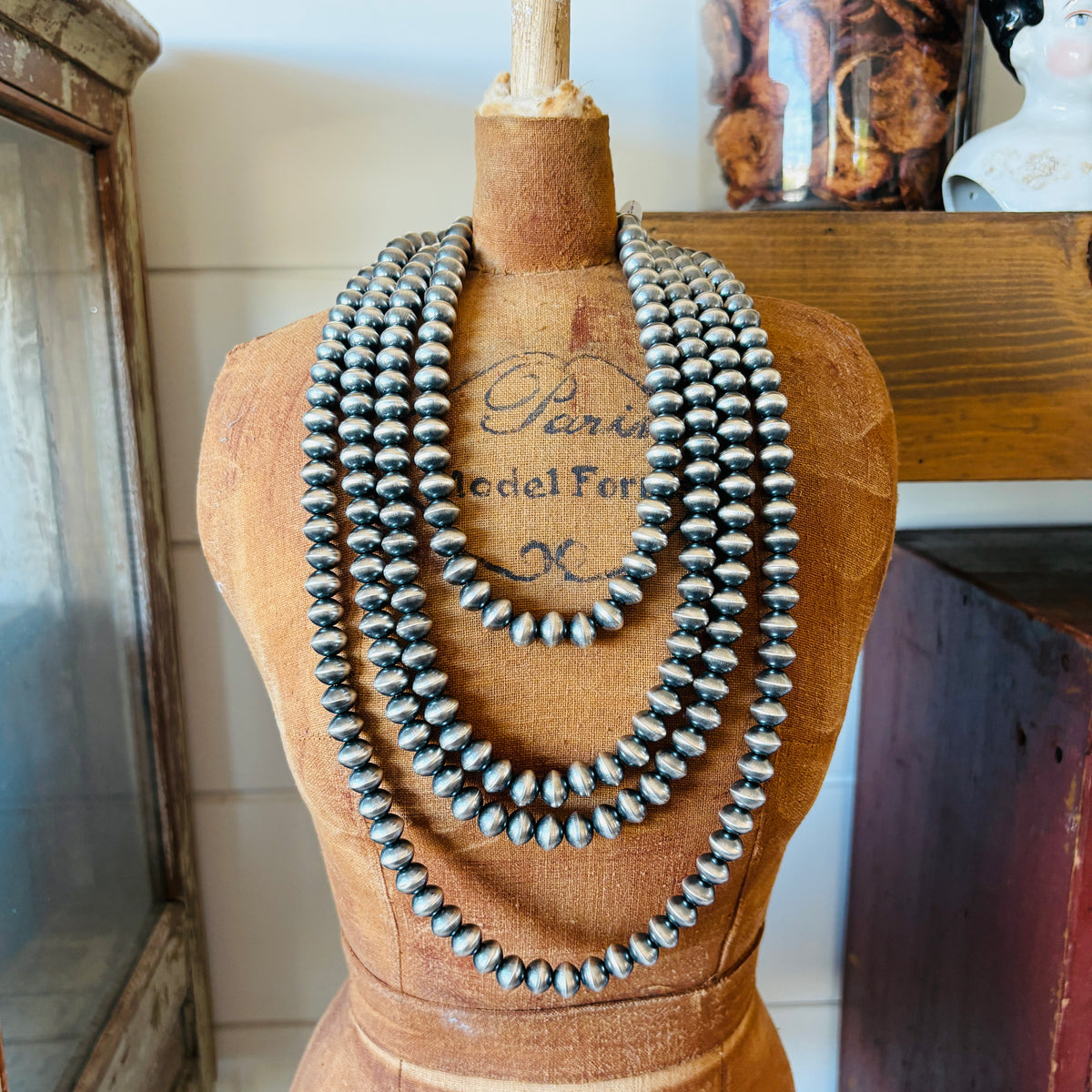 Navajo Tonisha Haley Sterling Silver 10mm Handmade Pearls Necklace