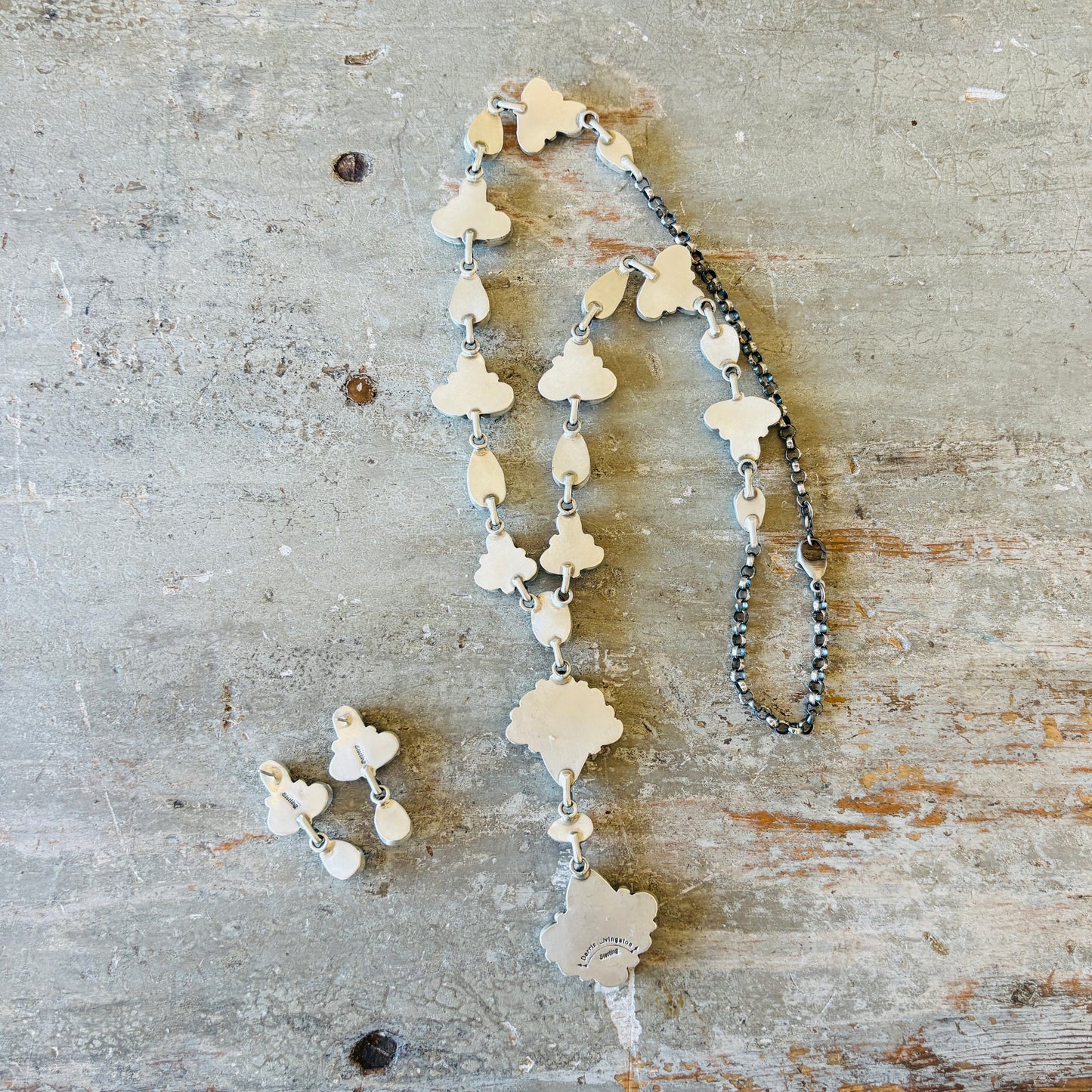 Navajo Darrin Livingston Sterling Silver & Golden Hills Turquoise Cluster Statement Necklace