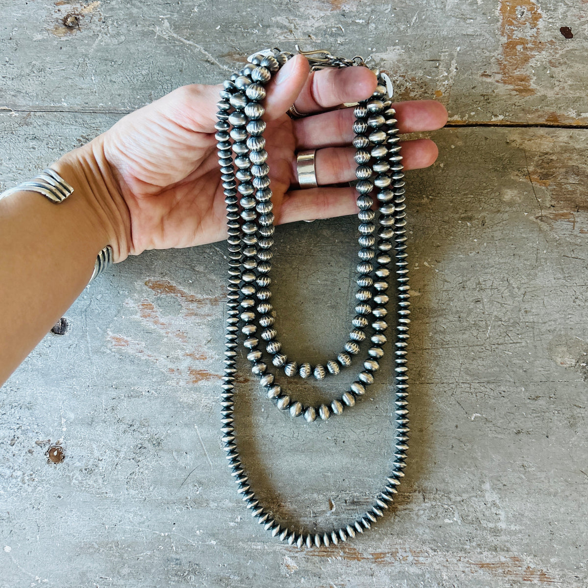 Navajo Tonisha Haley Sterling Silver Handmade Pearls Necklace
