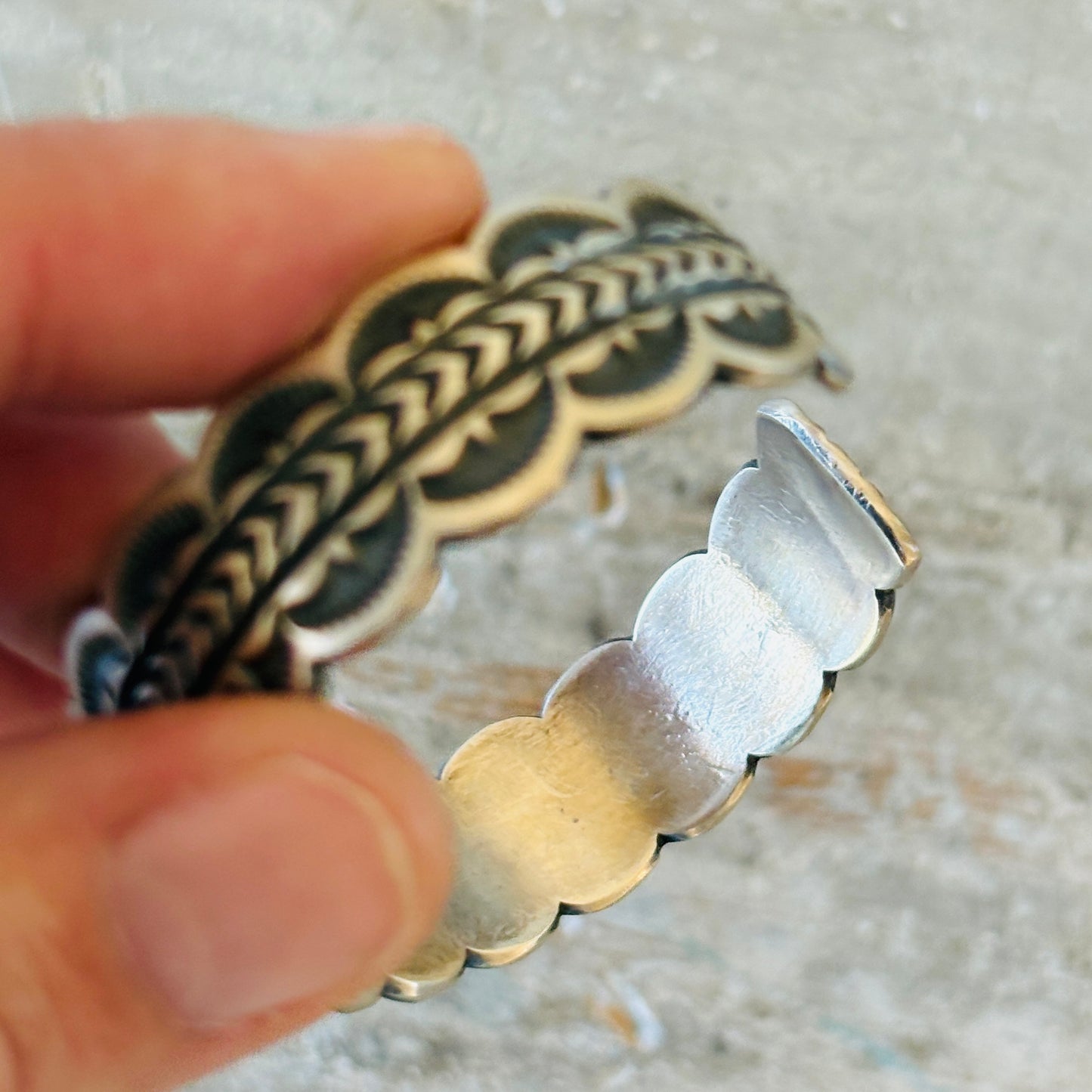 Navajo Randy Boyd Sterling Silver & Blue Ridge Turquoise Stacker Cuff