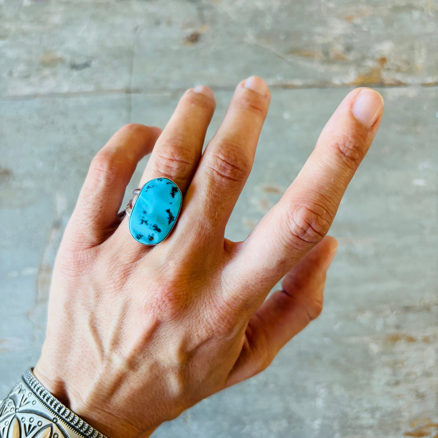 Navajo Mildred Parkhurst Sterling Silver & Sleeping Beauty Turquoise Ring