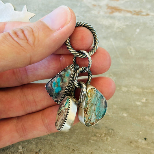 Navajo Chris Etsitty Sterling Silver & Bisbee Turquoise Pendant