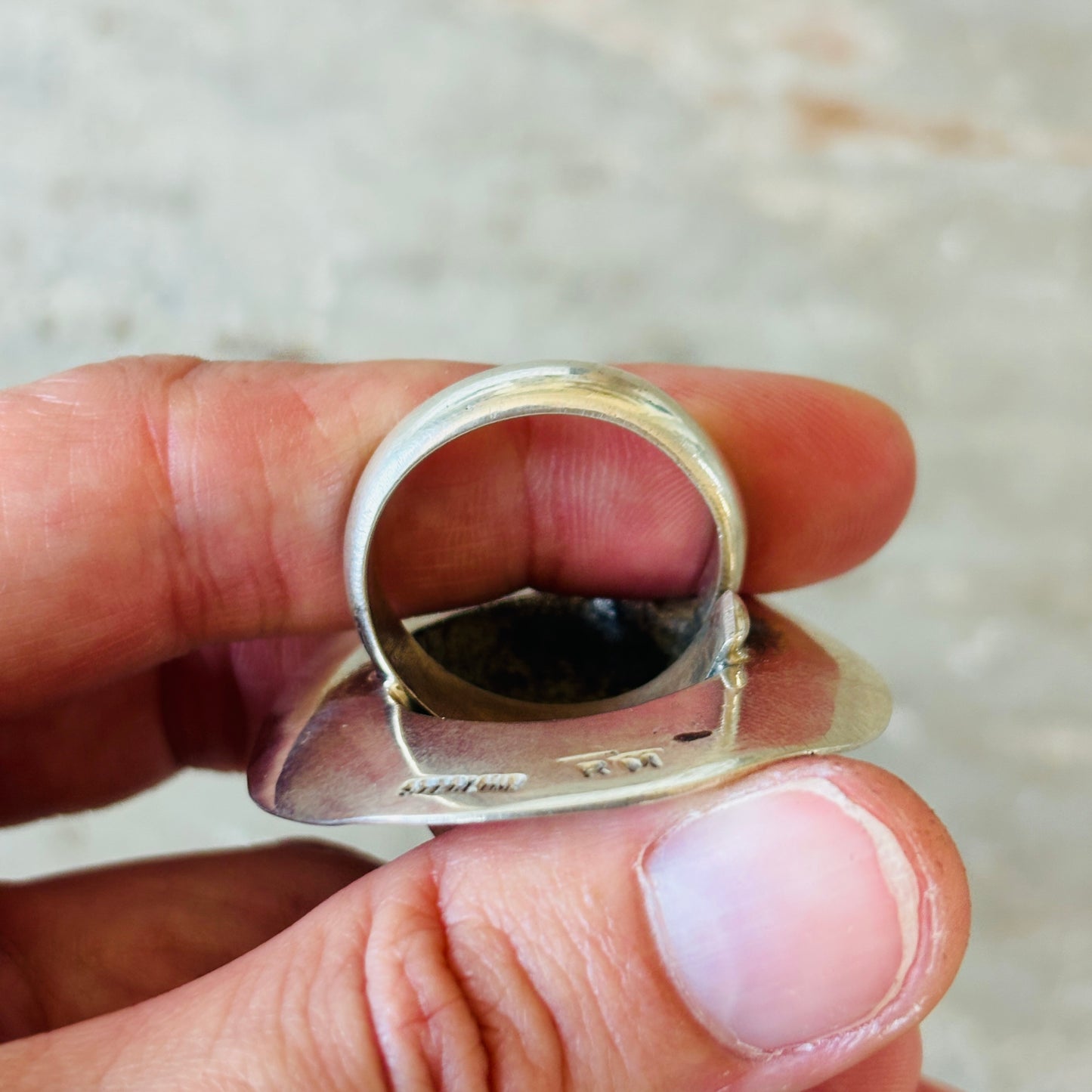 Navajo Robbie Manuelito Sterling Silver & Kingman Turquoise Cowboy Hat Ring