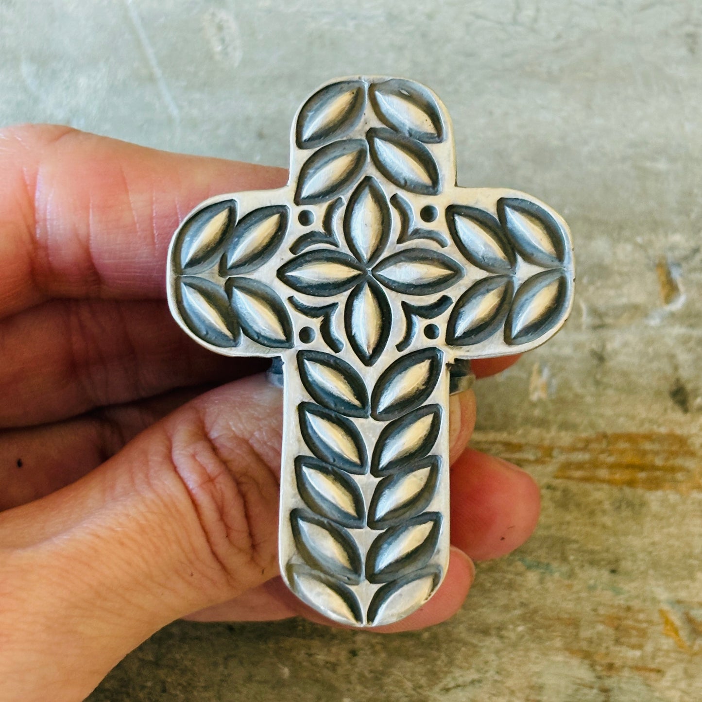Navajo Calvin Martinez Sterling Silver Cross Ring
