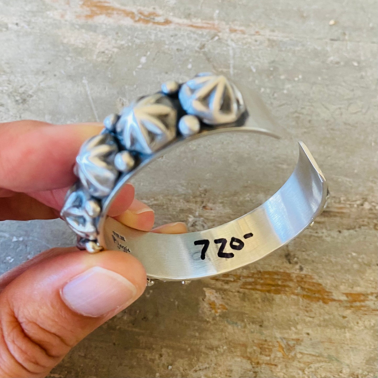Navajo Patricia Yazzie Sterling Silver Starburst Stacker Cuff