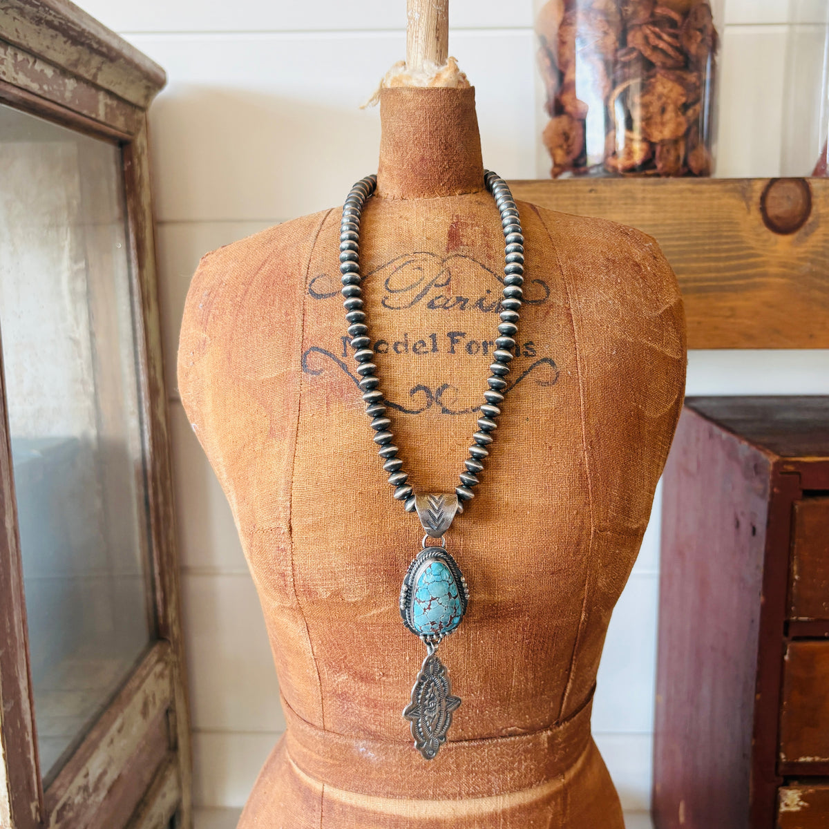 Navajo John Nelson Sterling Silver & Turquoise Pendant