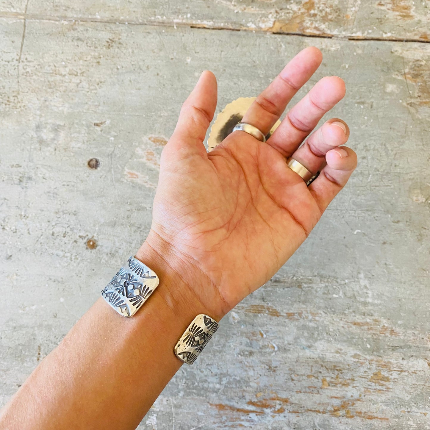 Navajo Kindale Billah Sterling Silver & Kingman Turquoise Stacker Cuff