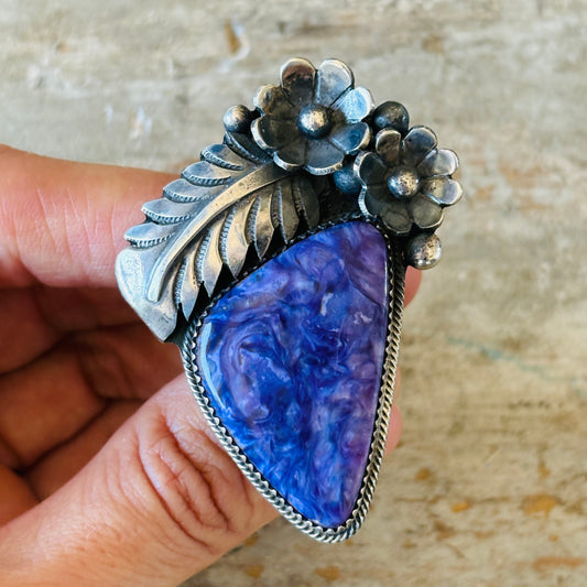 Navajo Marcus Chavez Sterling Silver & Charoite Ring