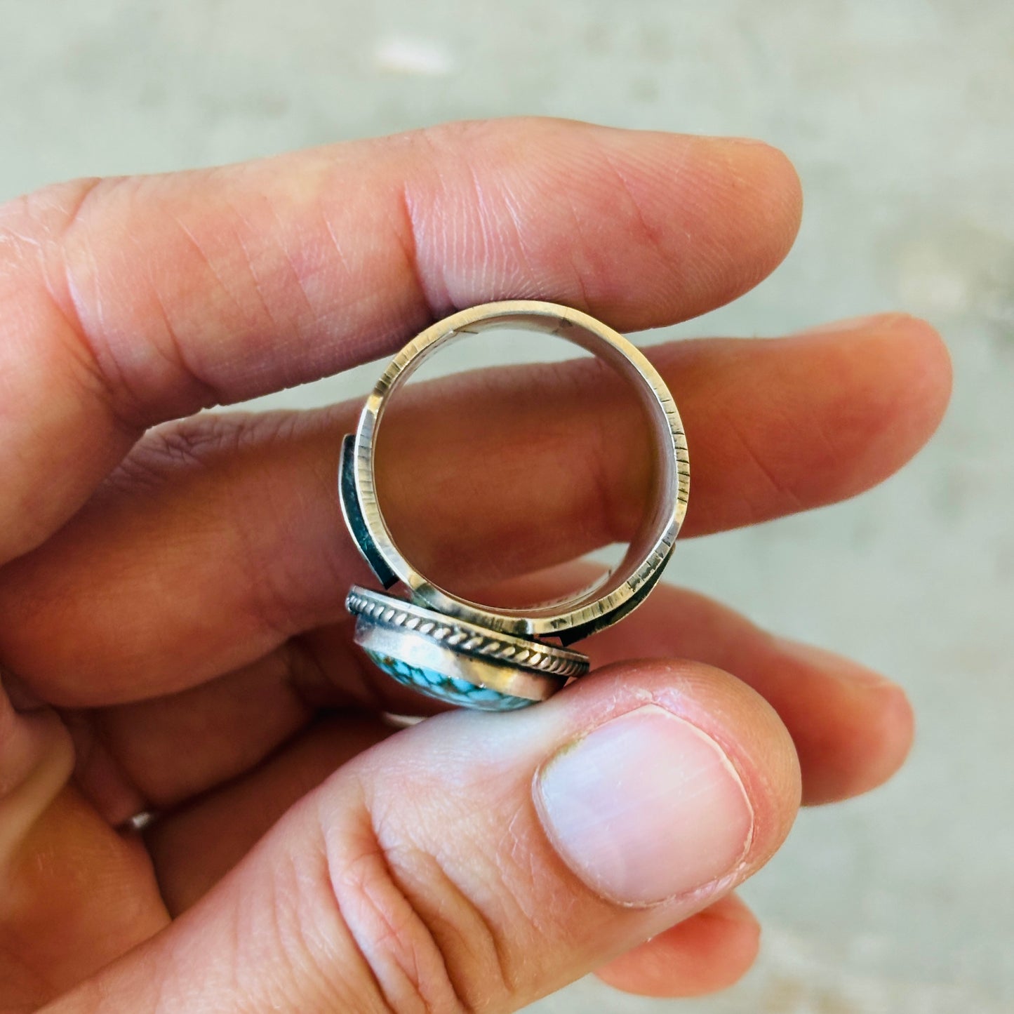 Navajo Andy Cadman Sterling Silver & Web Kingman Ring