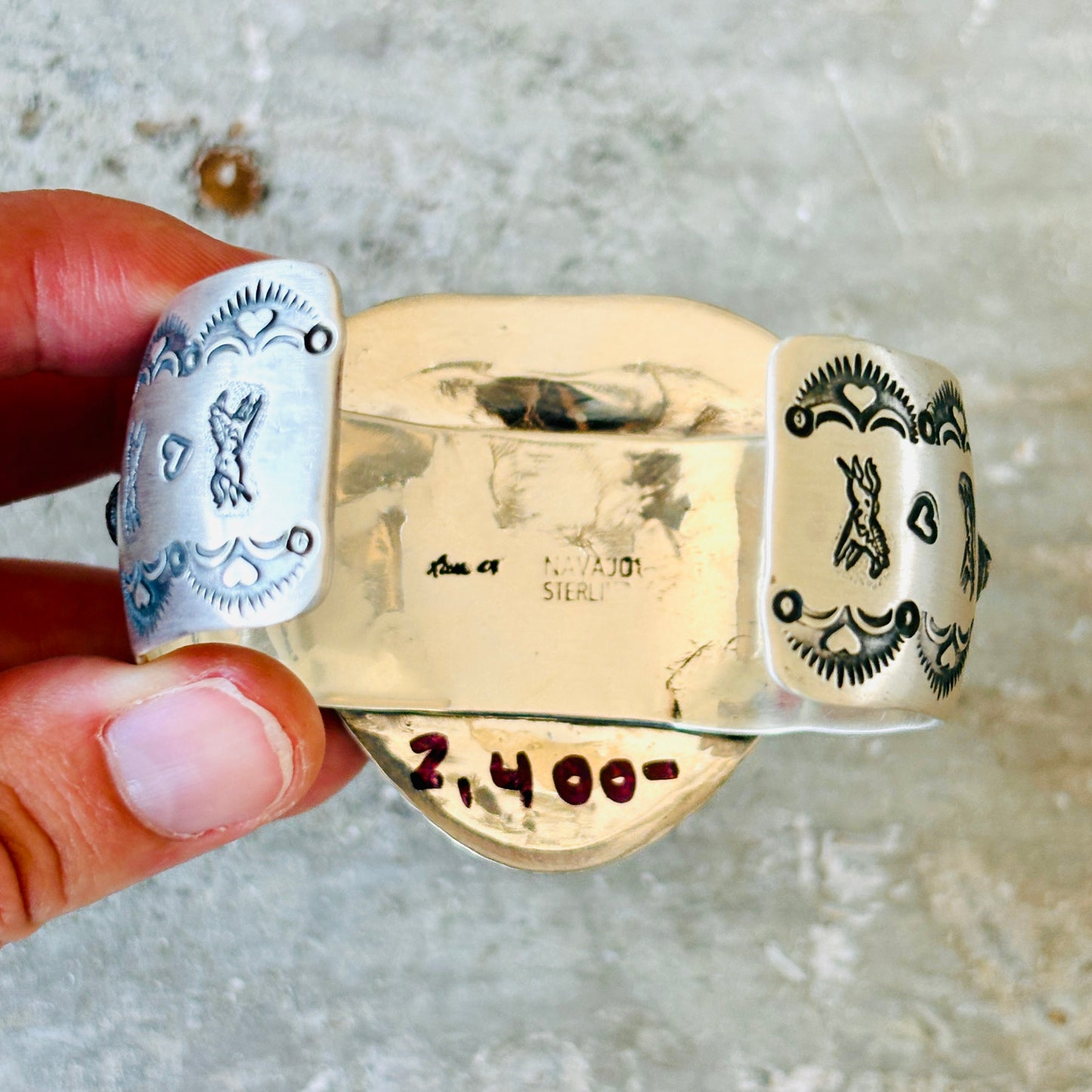 Navajo Rocky Little Sterling Silver & Mojave Hearts - Horses Statement Cuff