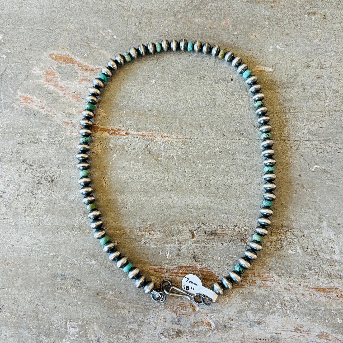 Navajo Preston Haley Sterling Silver & Campitos Turquoise 7mm Pearls Necklace