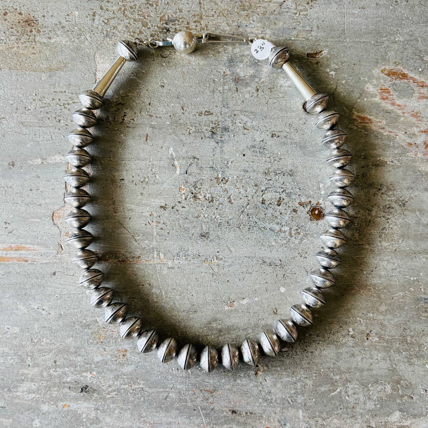 Navajo James McCabe Sterling Silver & Liberty Dime Beads Necklace