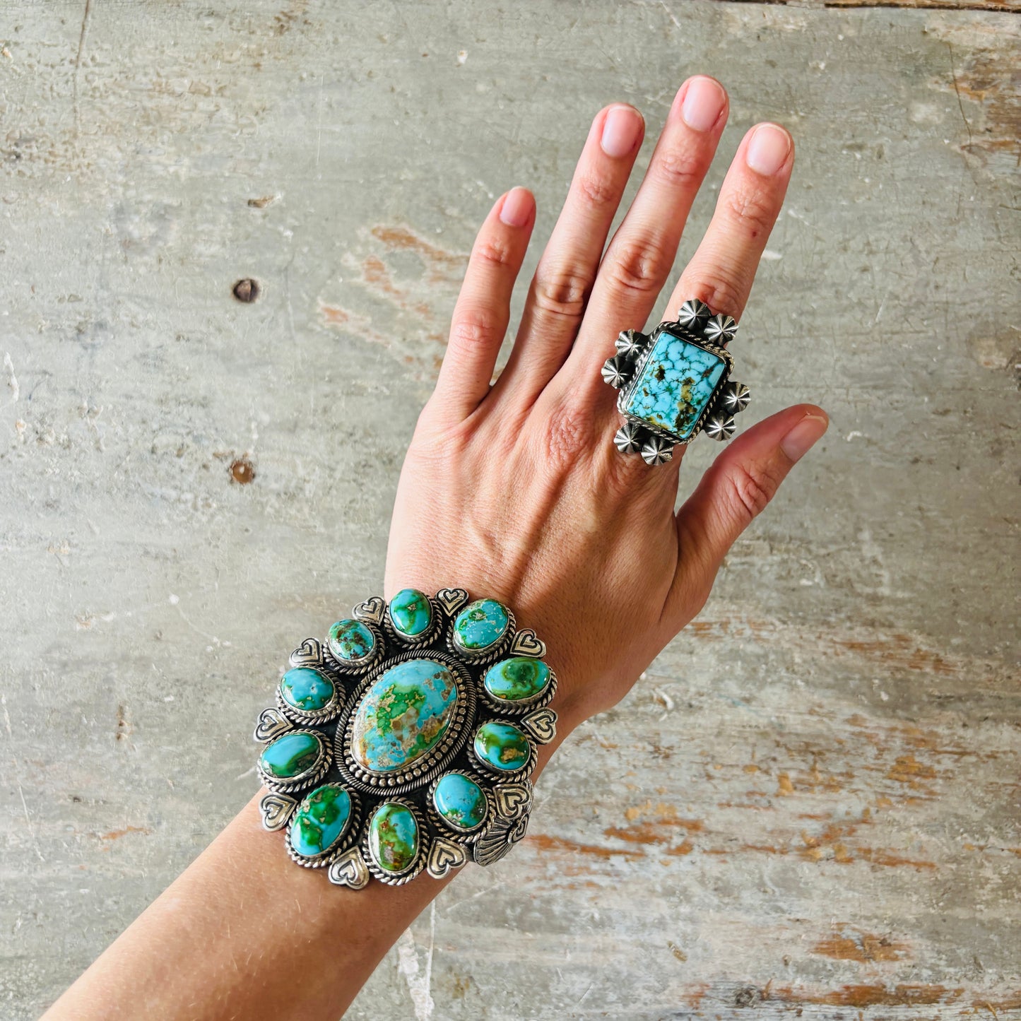 Navajo JT Willie Sterling Silver & Web Kingman Turquoise Ring