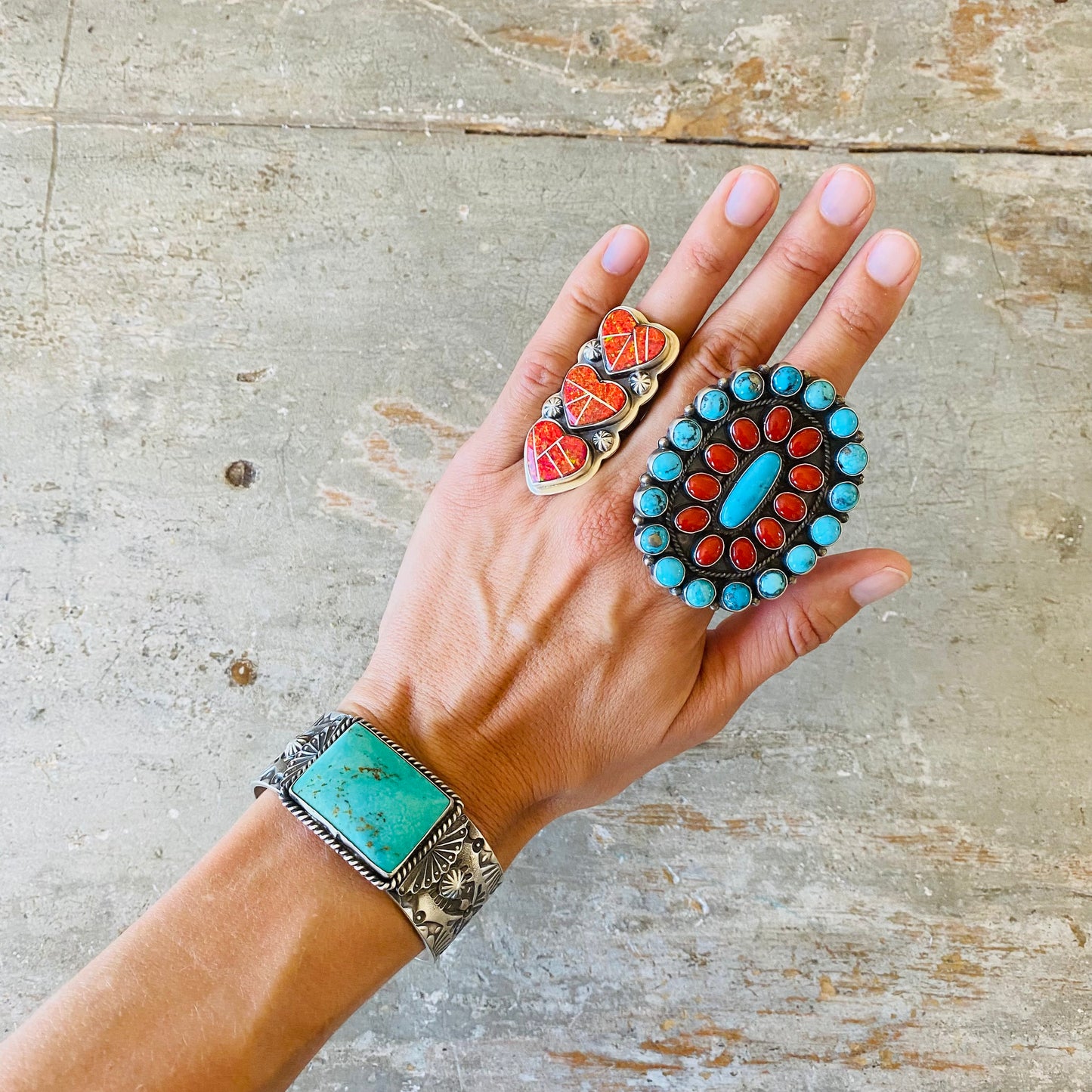 Navajo Kindale Billah Sterling Silver & Kingman Turquoise Stacker Cuff