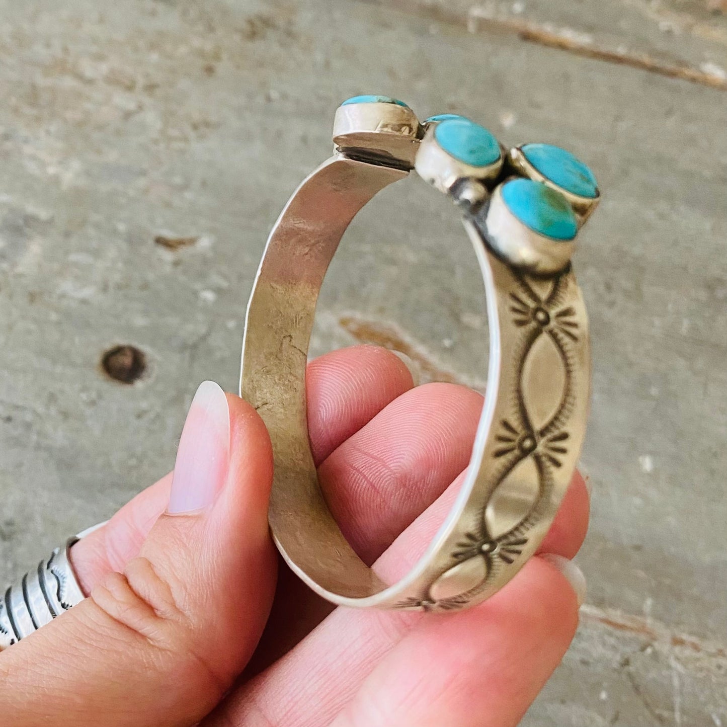 Navajo Geraldine James Sterling Silver & Turquoise Floater Cuff