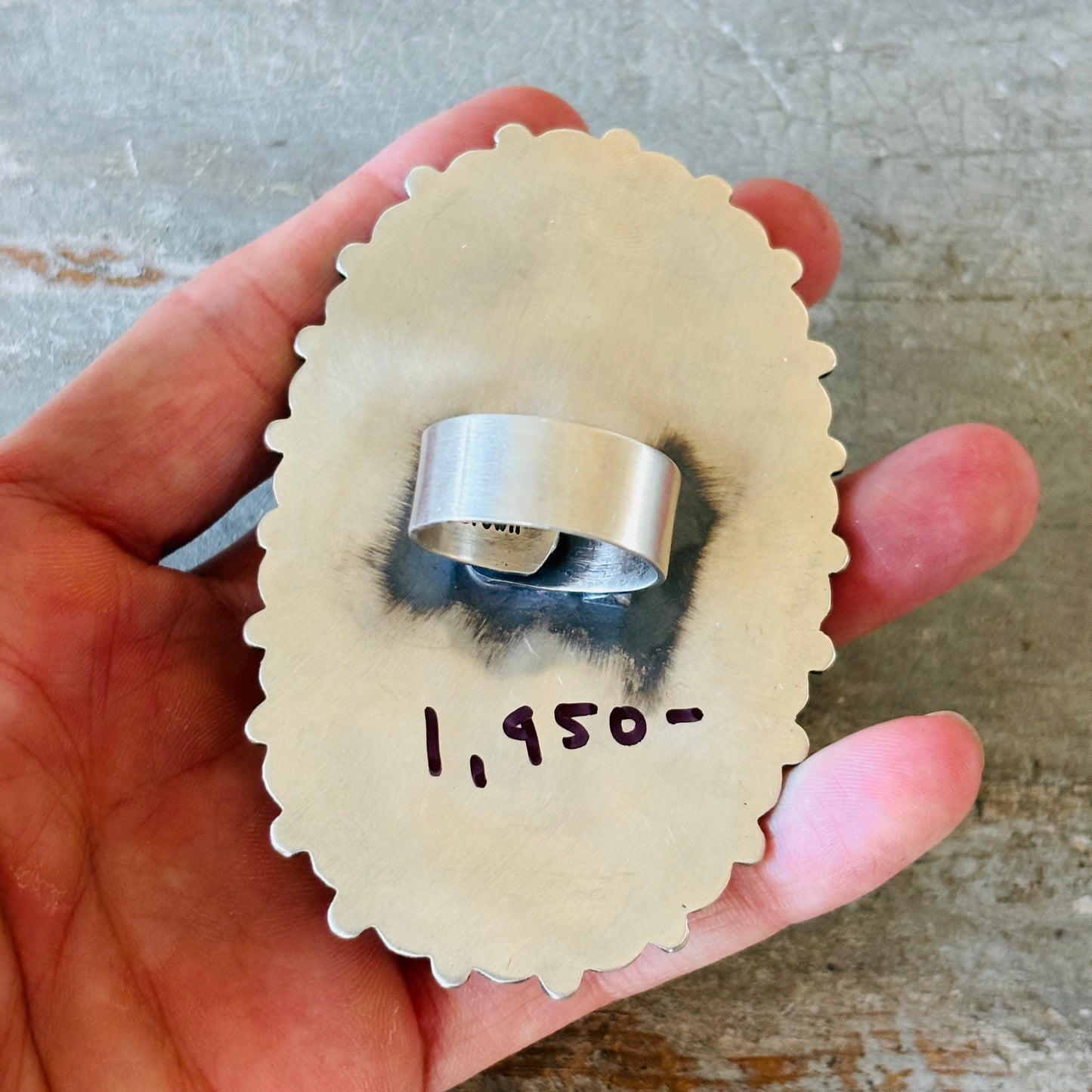 Navajo Hemerson Brown Sterling Silver & Black Onyx Hearts Statement Ring