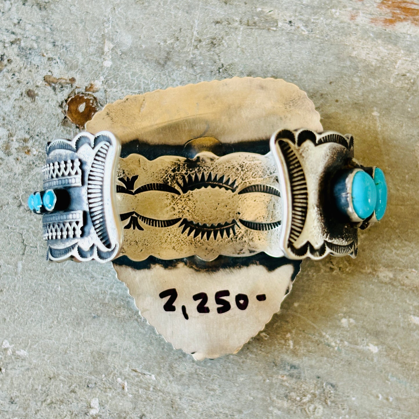 Navajo Shawn Cayatineto Sterling Silver - Royston & Kingman Turquoise Statement Cuff