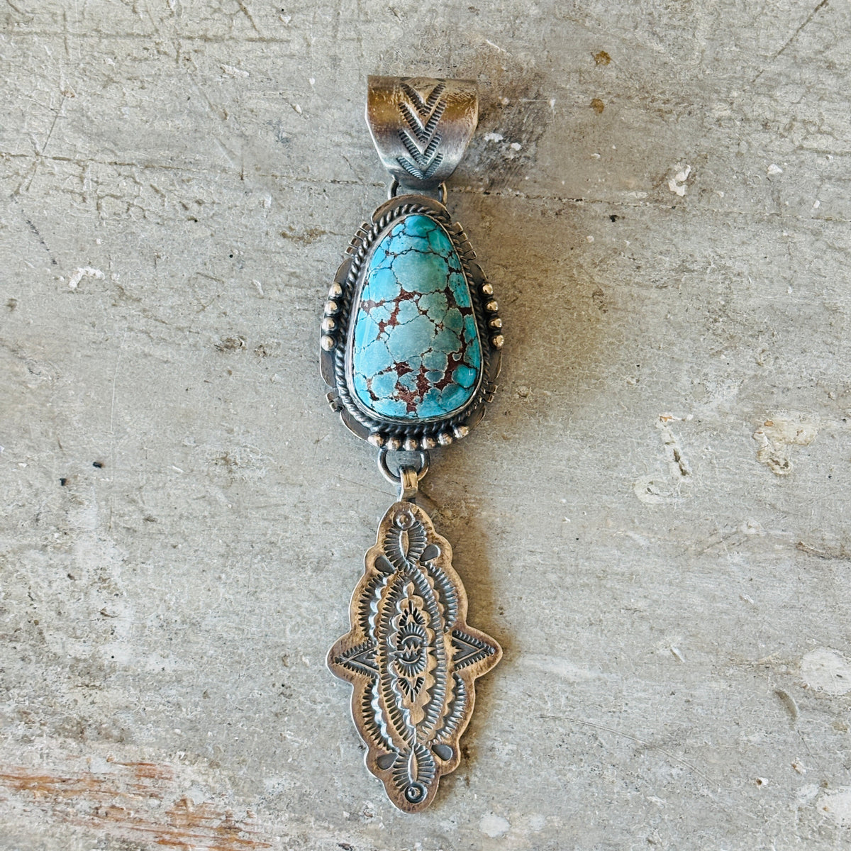 Navajo John Nelson Sterling Silver & Turquoise Pendant