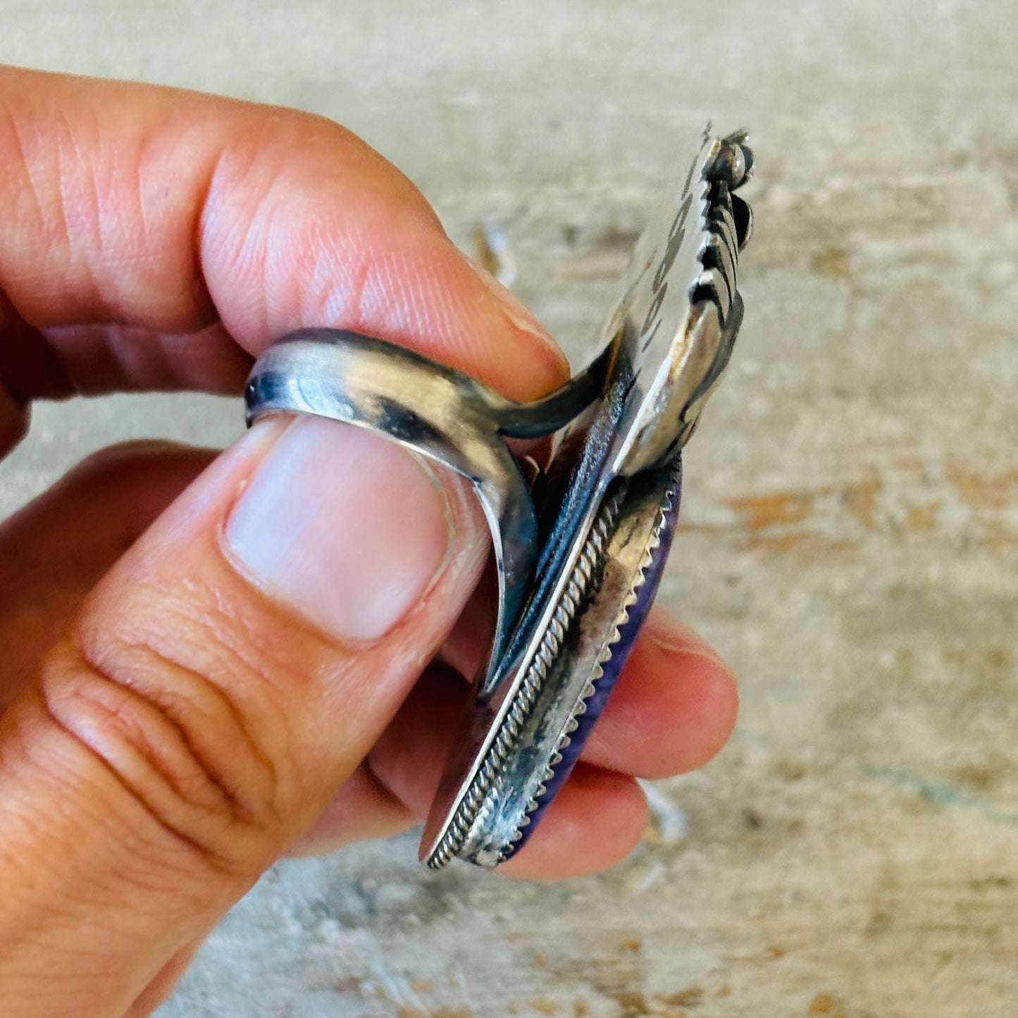 Navajo Marcus Chavez Sterling Silver & Charoite Ring