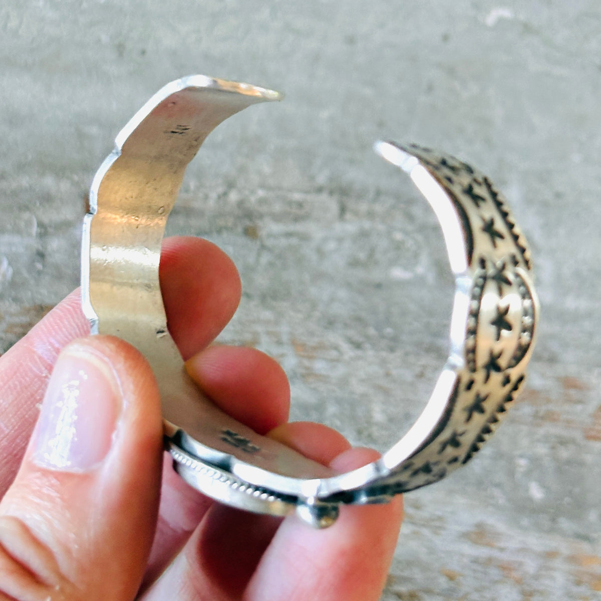 Navajo Bo Reeves Sterling Silver & Web Kingman Stars Stacker Cuff