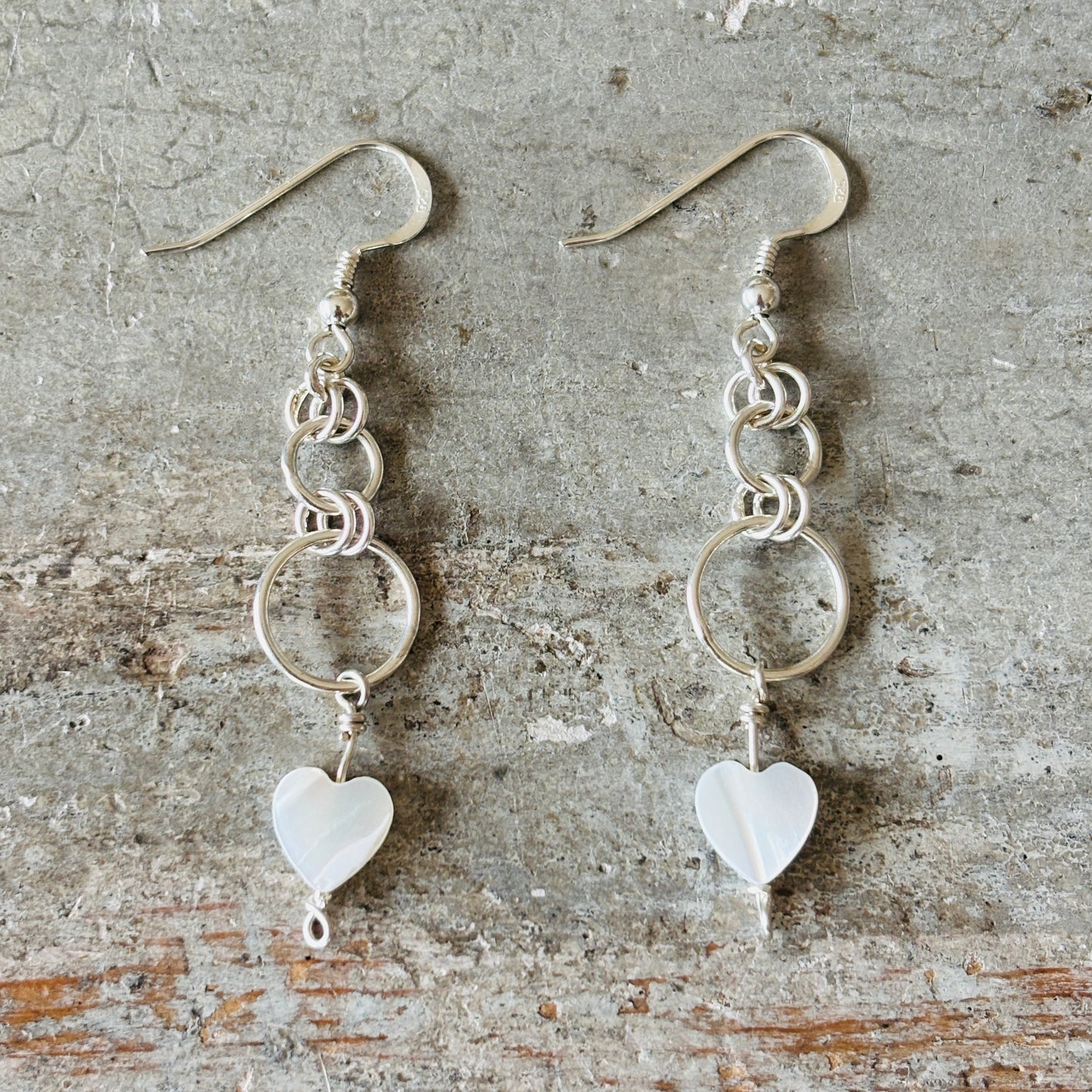 Navajo Buzz Thompson Sterling Silver & MOP Hearts Earrings