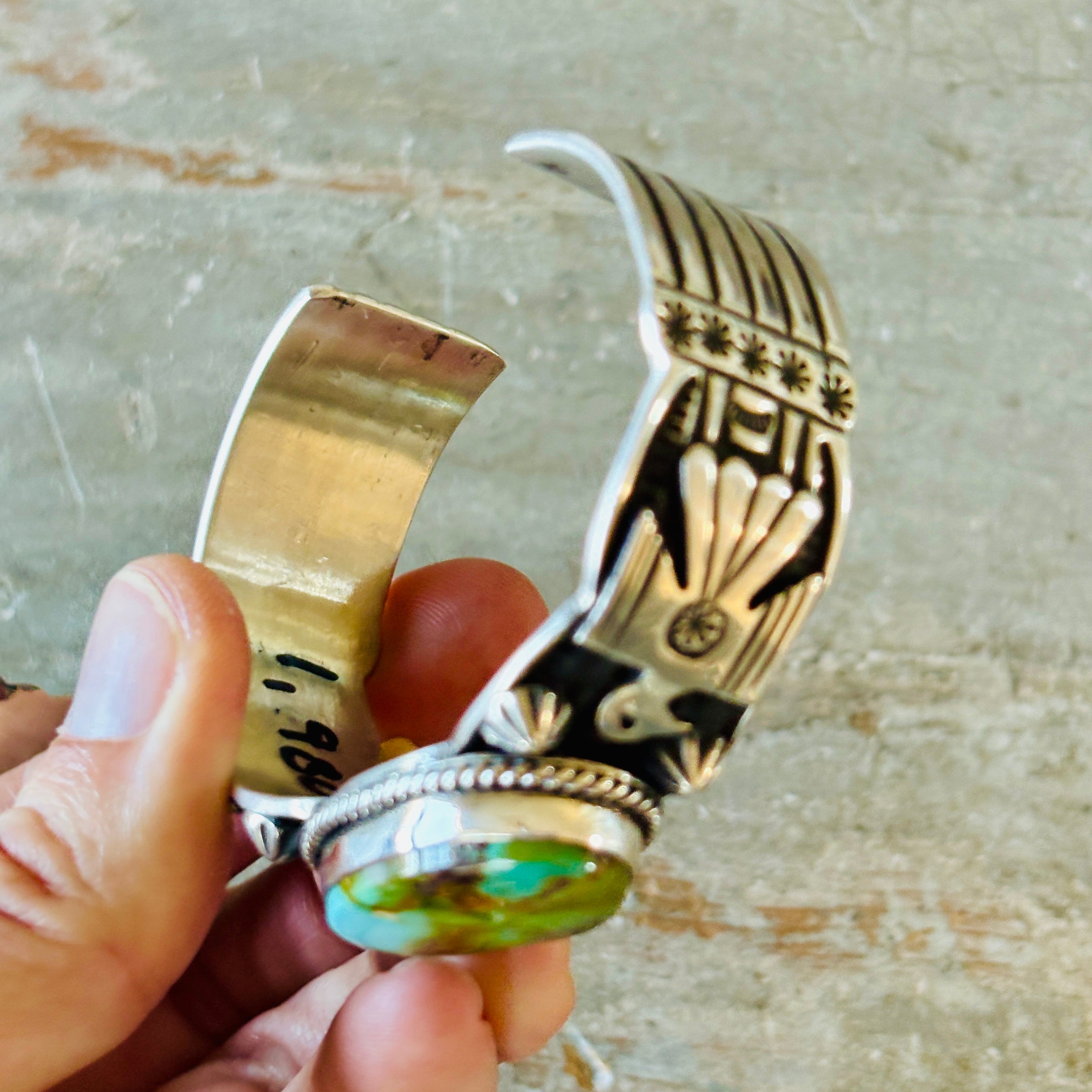 Navajo Andy Cadman Sterling Silver & Turquoise Thunderbird Cuff