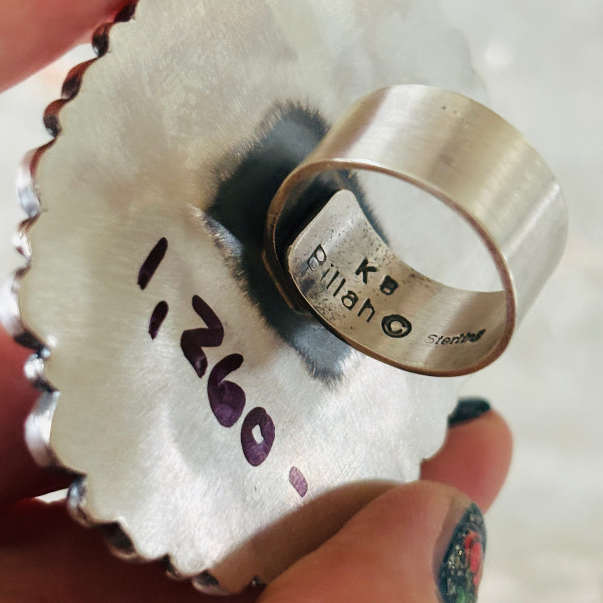 Navajo Kindale Billah - Ceramic - Orange Spiny Oyster & Moonstone Ghost Ring