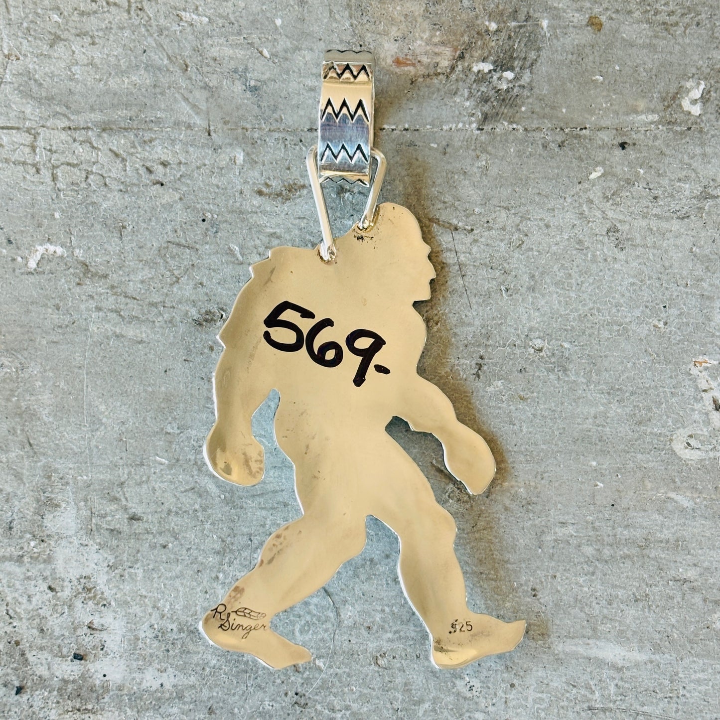 Navajo Richard Singer Sterling Silver & Kingman Turquoise Bigfoot Pendant