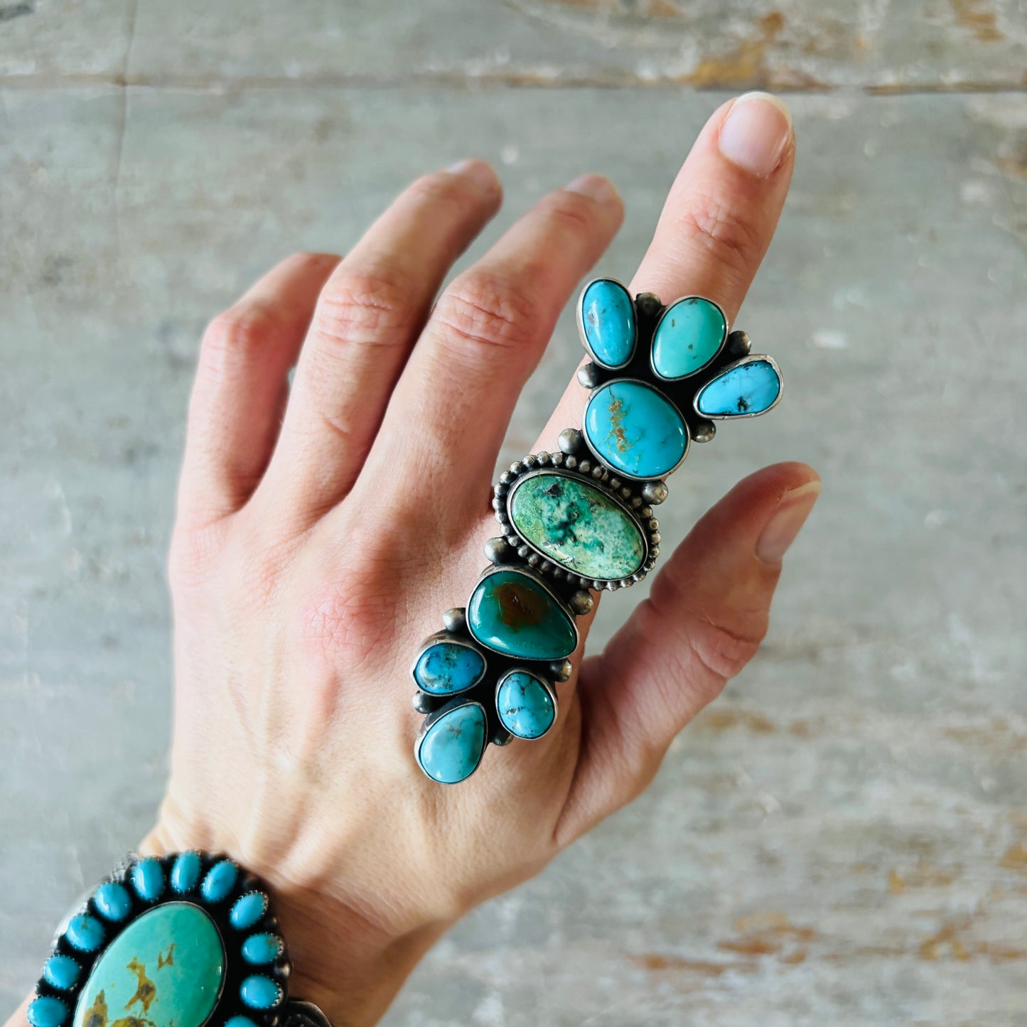 Navajo Betty Tom Sterling Silver & Multi Turquoise Statement Ring