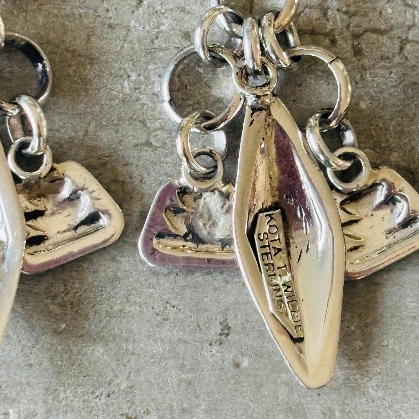 Navajo Dakota Willie Sterling Silver Charm Earrings