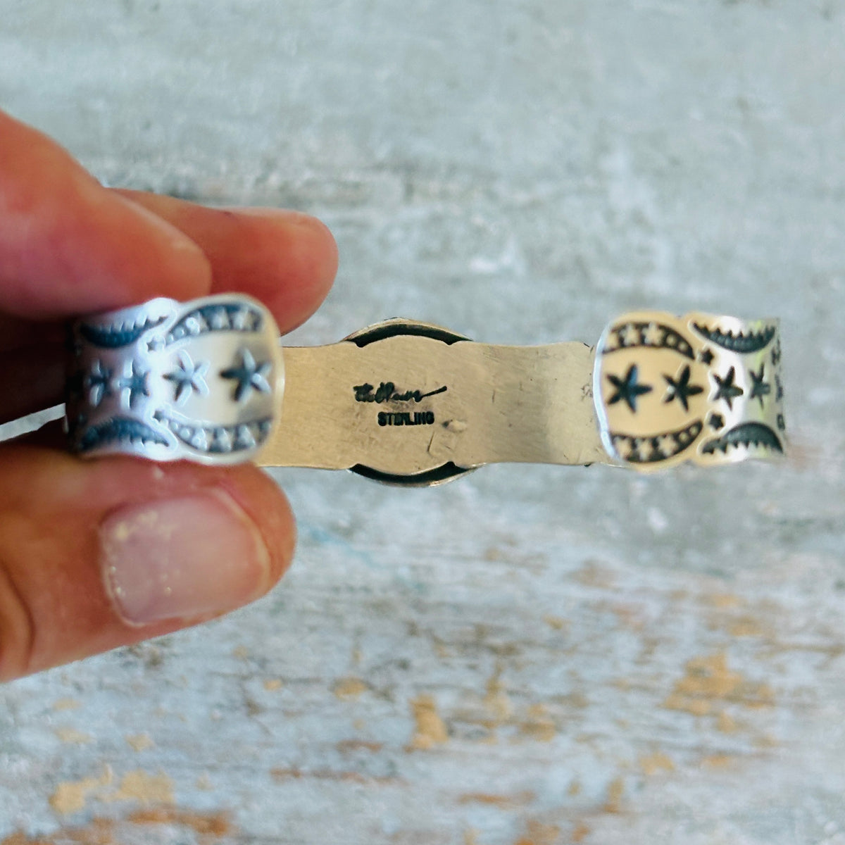 Navajo Bo Reeves Sterling Silver & Web Kingman Stars Stacker Cuff