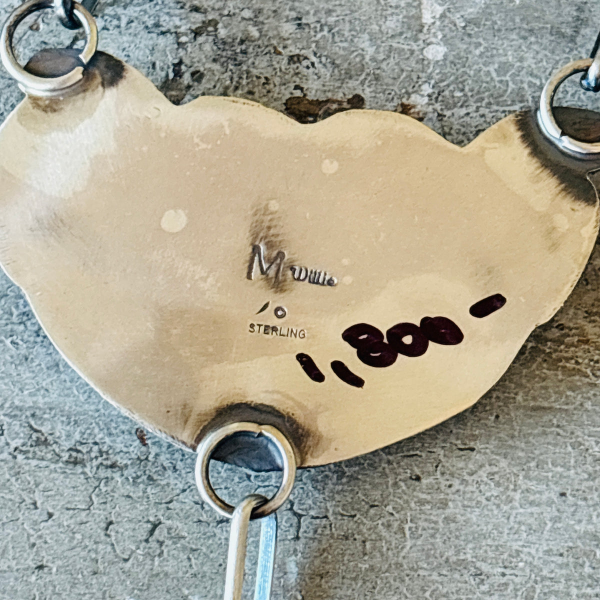 Navajo Miranda Willie Sterling Silver & Kingman Turquoise Heart Horse Necklace