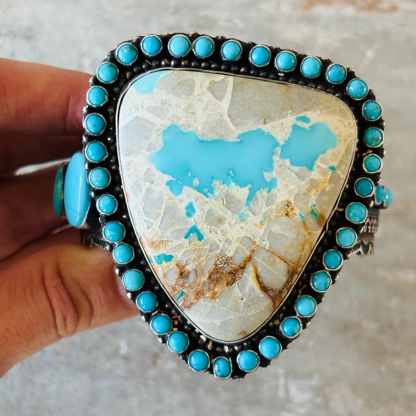 Navajo Shawn Cayatineto Sterling Silver - Royston & Kingman Turquoise Statement Cuff