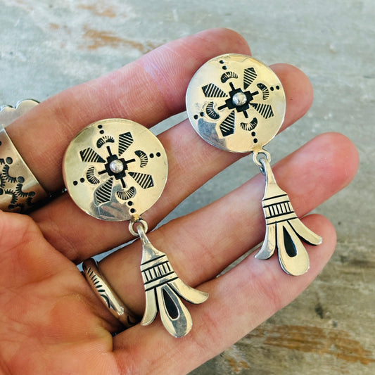 Navajo Charlie John Sterling Silver Earrings