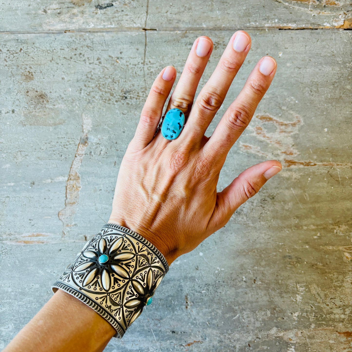 Navajo Mildred Parkhurst Sterling Silver & Sleeping Beauty Turquoise Ring