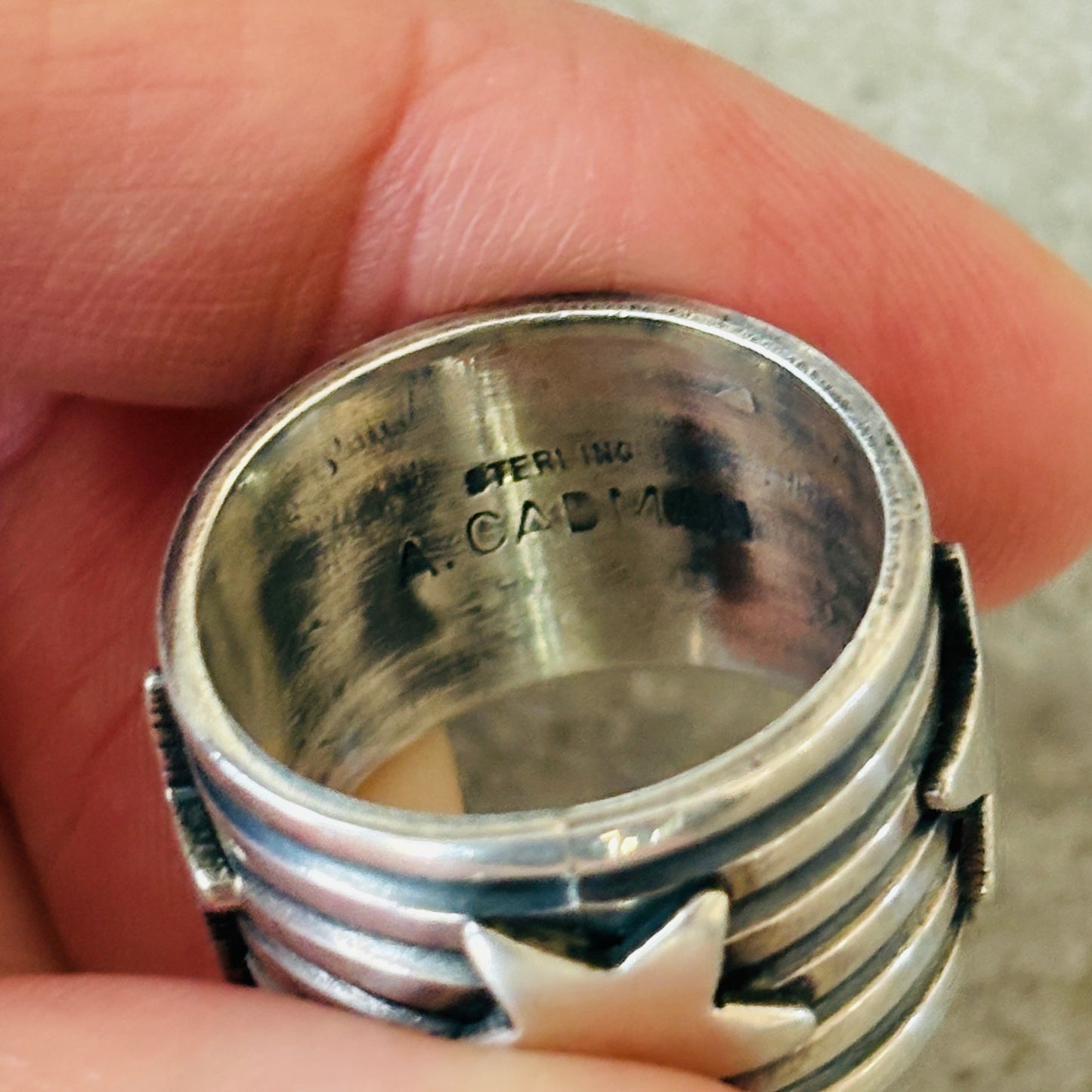 Navajo Andy Cadman Sterling Silver Stars Ring