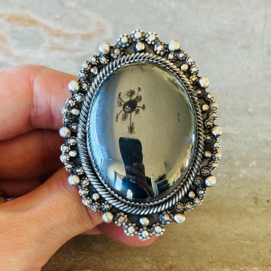 Navajo Kindale Billah Sterling Silver & Hematite Statement Ring