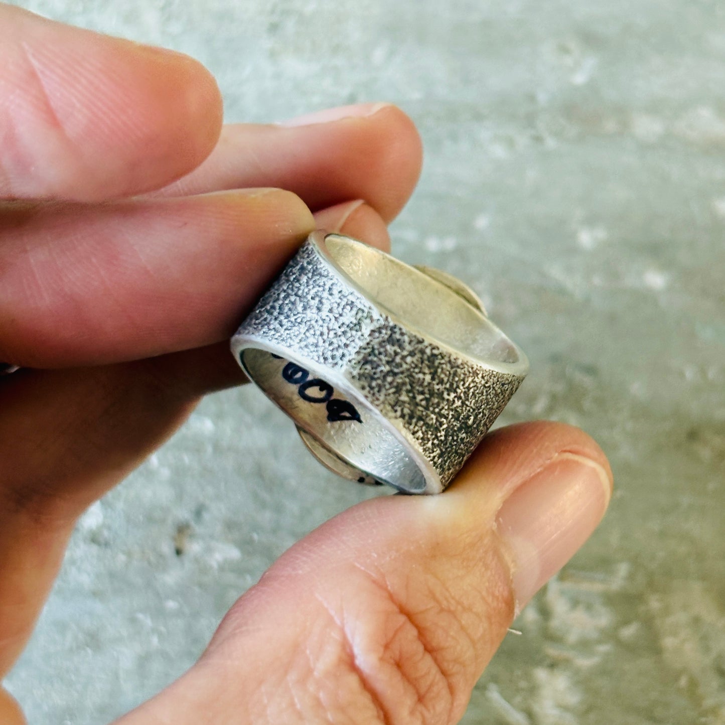 Lee Begay Sterling Silver & #8 Turquoise Tufa Cast Ring