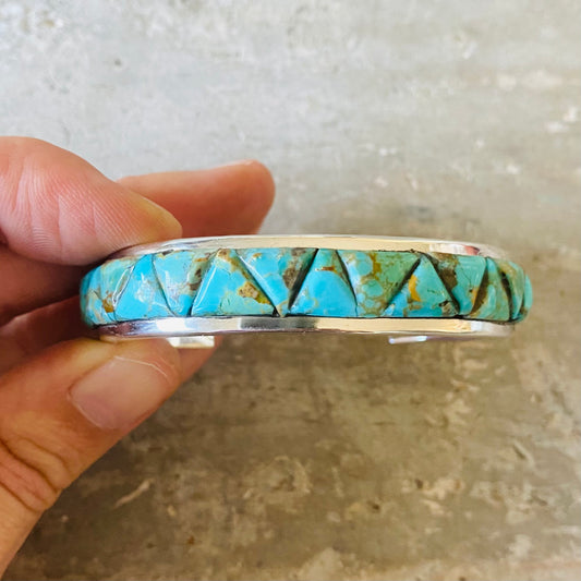 Navajo Clinton Pete Sterling Silver & Turquoise Statement Cuff